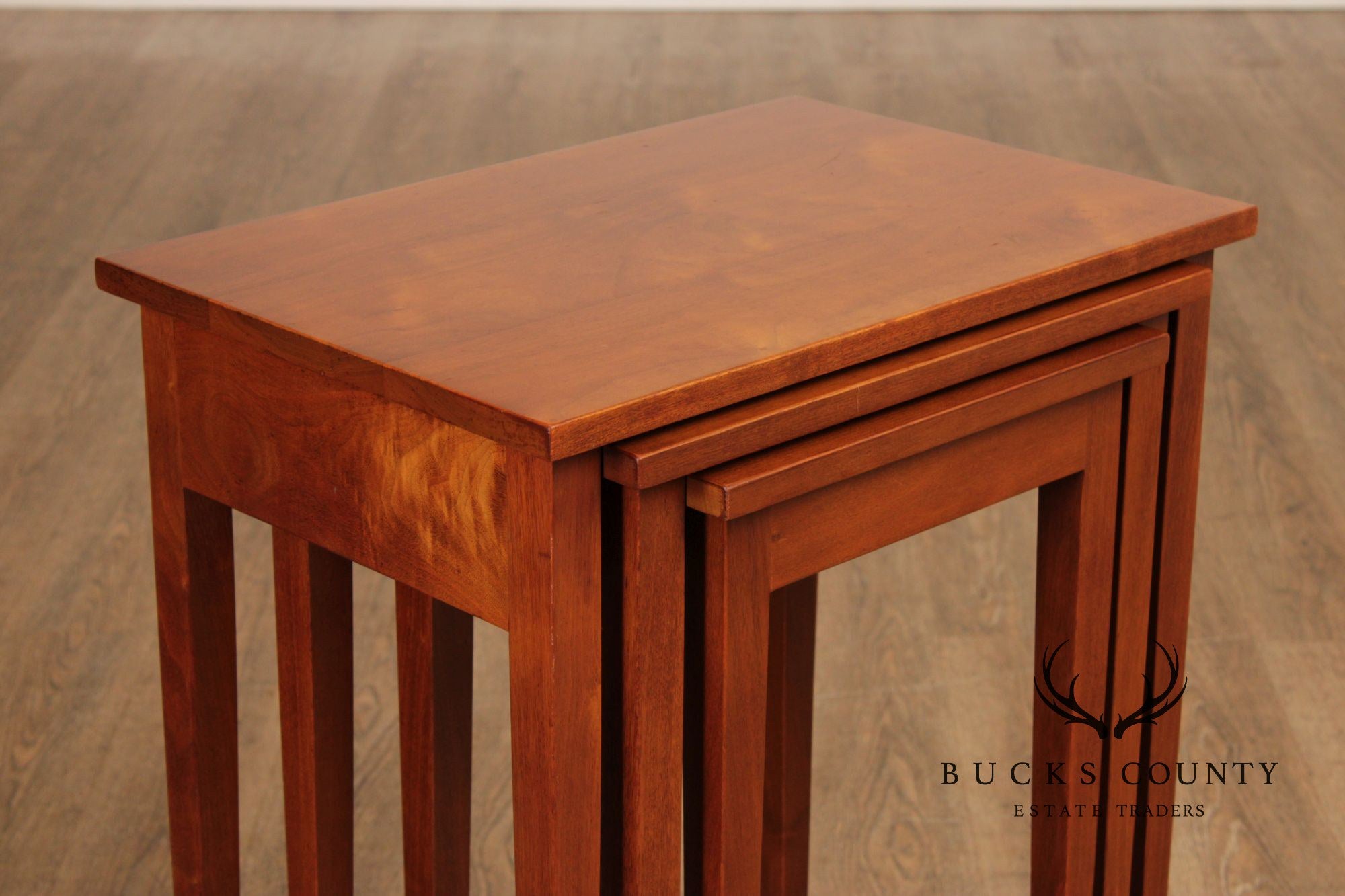 Hepplewhite Style Vintage Set Of Three Walnut Nesting Tables