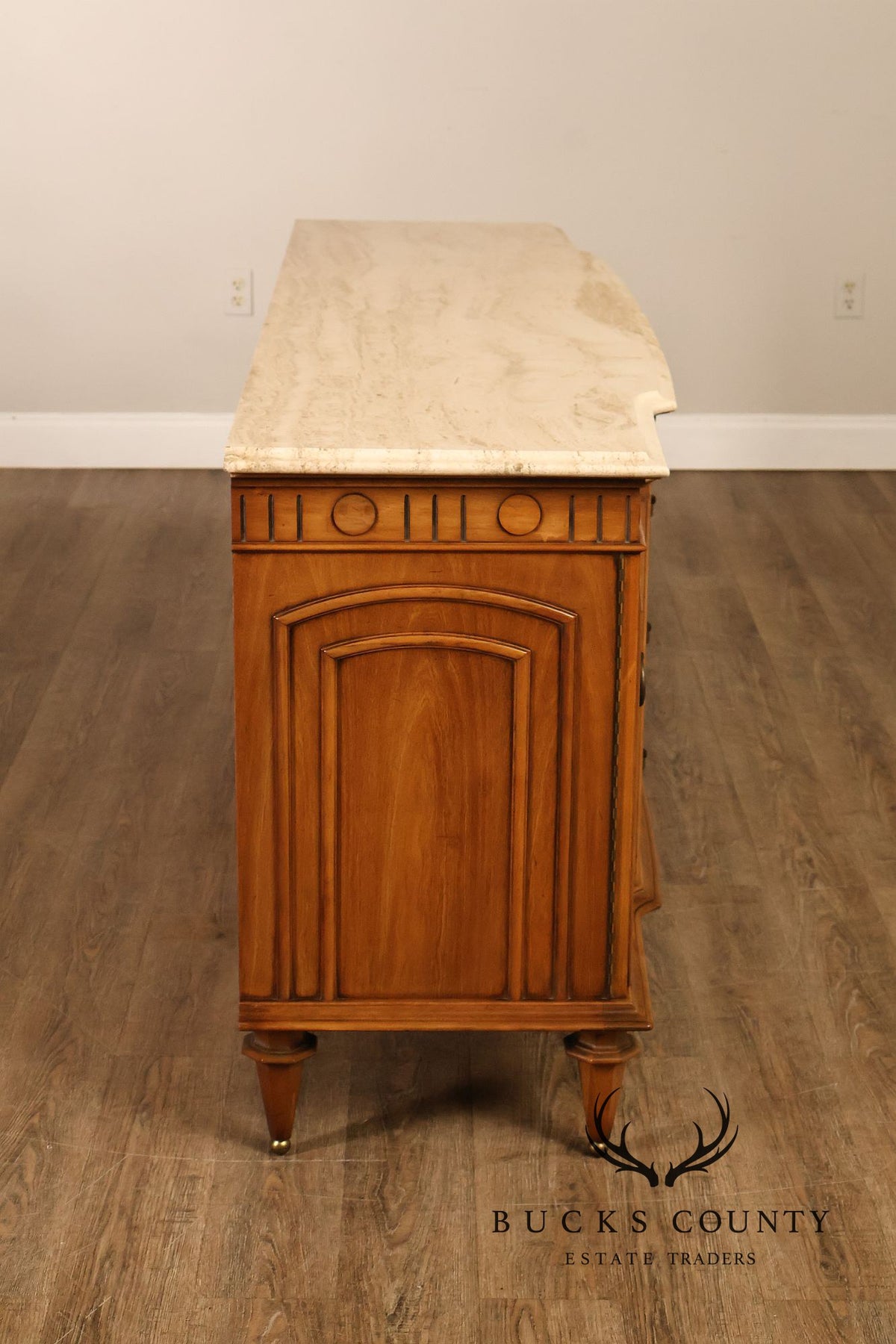 Italian Neoclassical Style Travertine Top Chest of Drawers