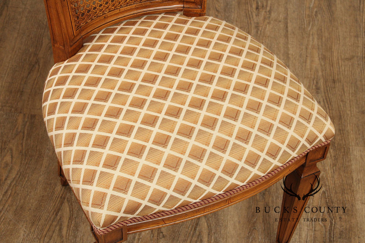 Karges Italian Provincial Vintage Set Of Four Walnut Cane Back Dining Chairs