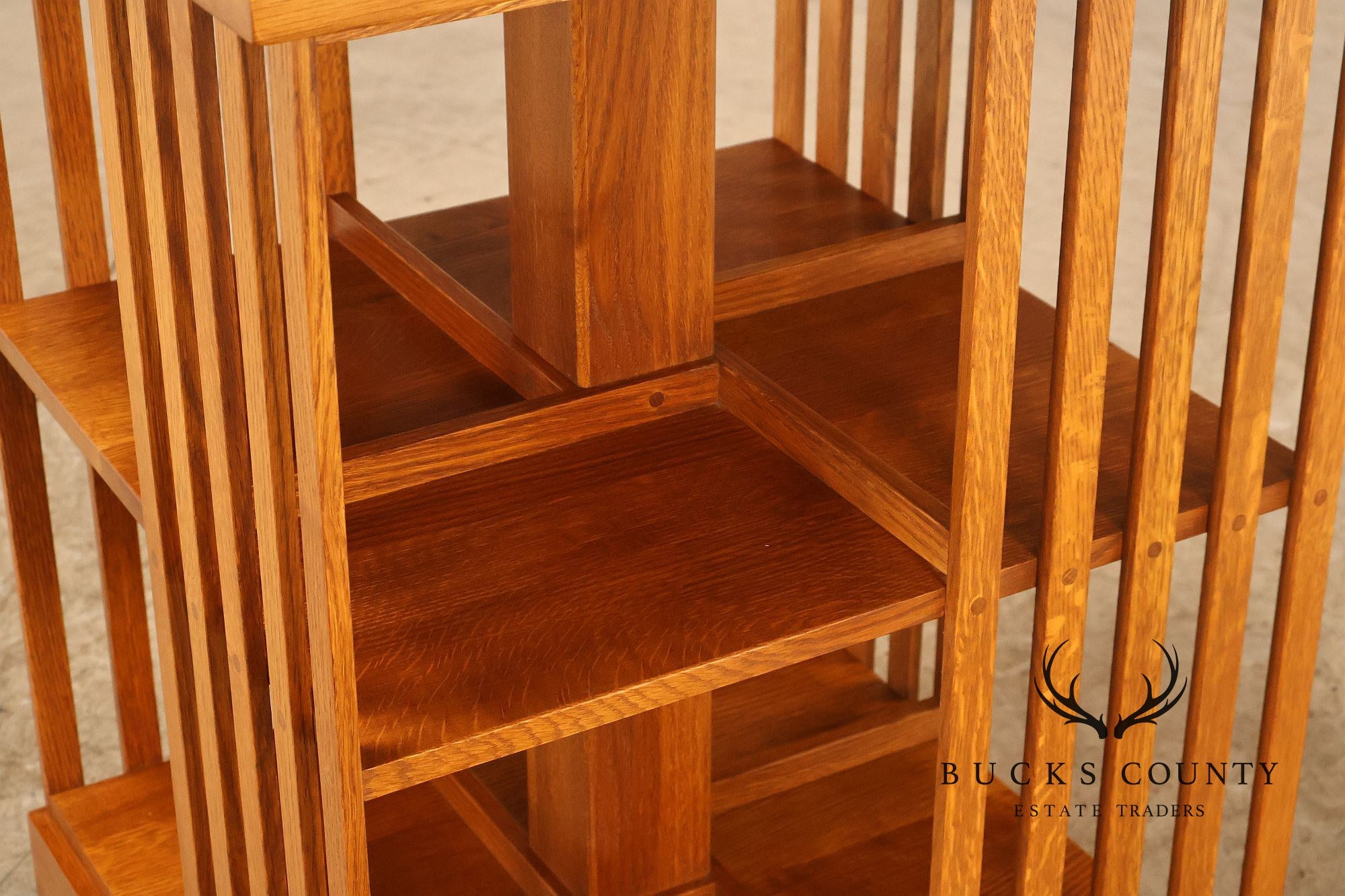 Stickley Mission Collection Oak Spindle Revolving Bookcase