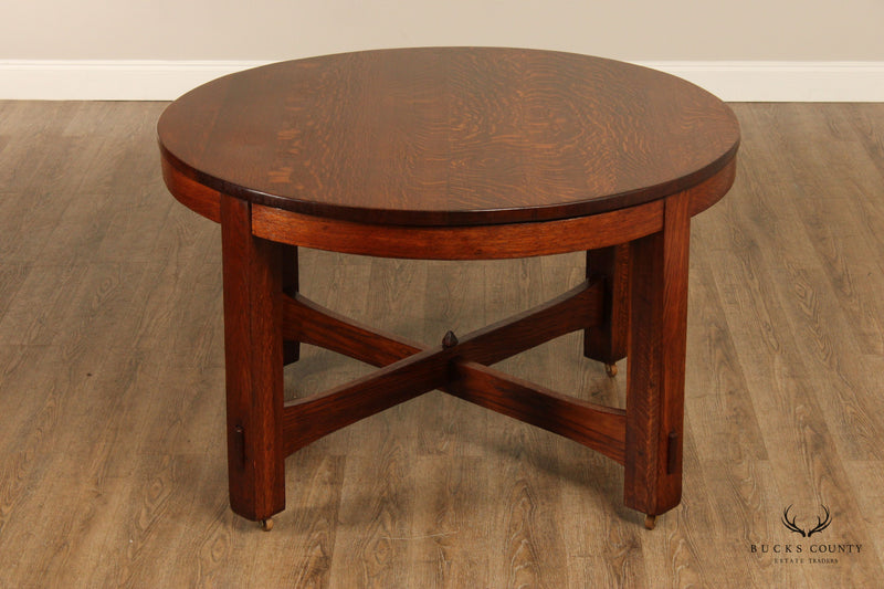 Antique Mission Oak 48 Inch Round Library Table