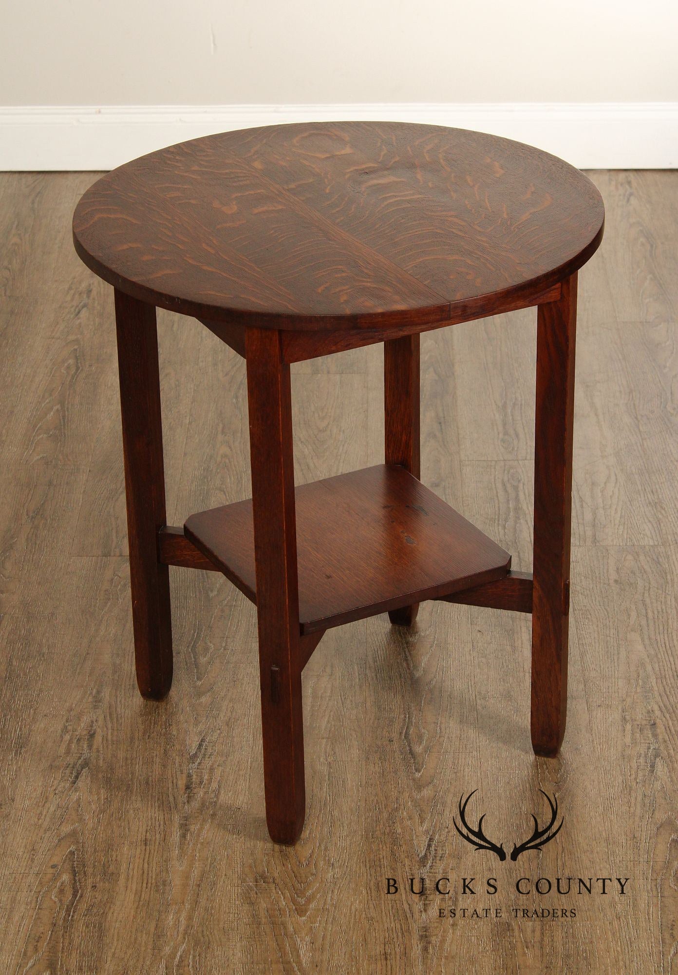 Stickley Brothers Antique Mission Oak Round Lamp Table