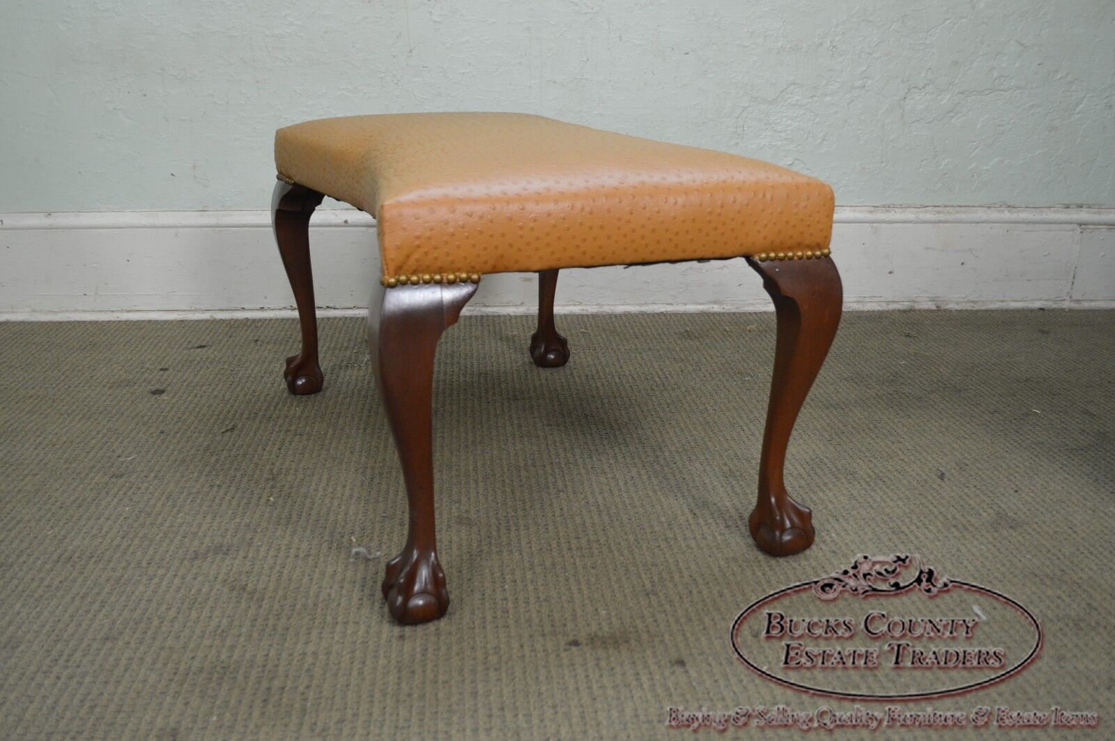 Custom Walnut Chippendale Style Ball & Claw Foot Bench