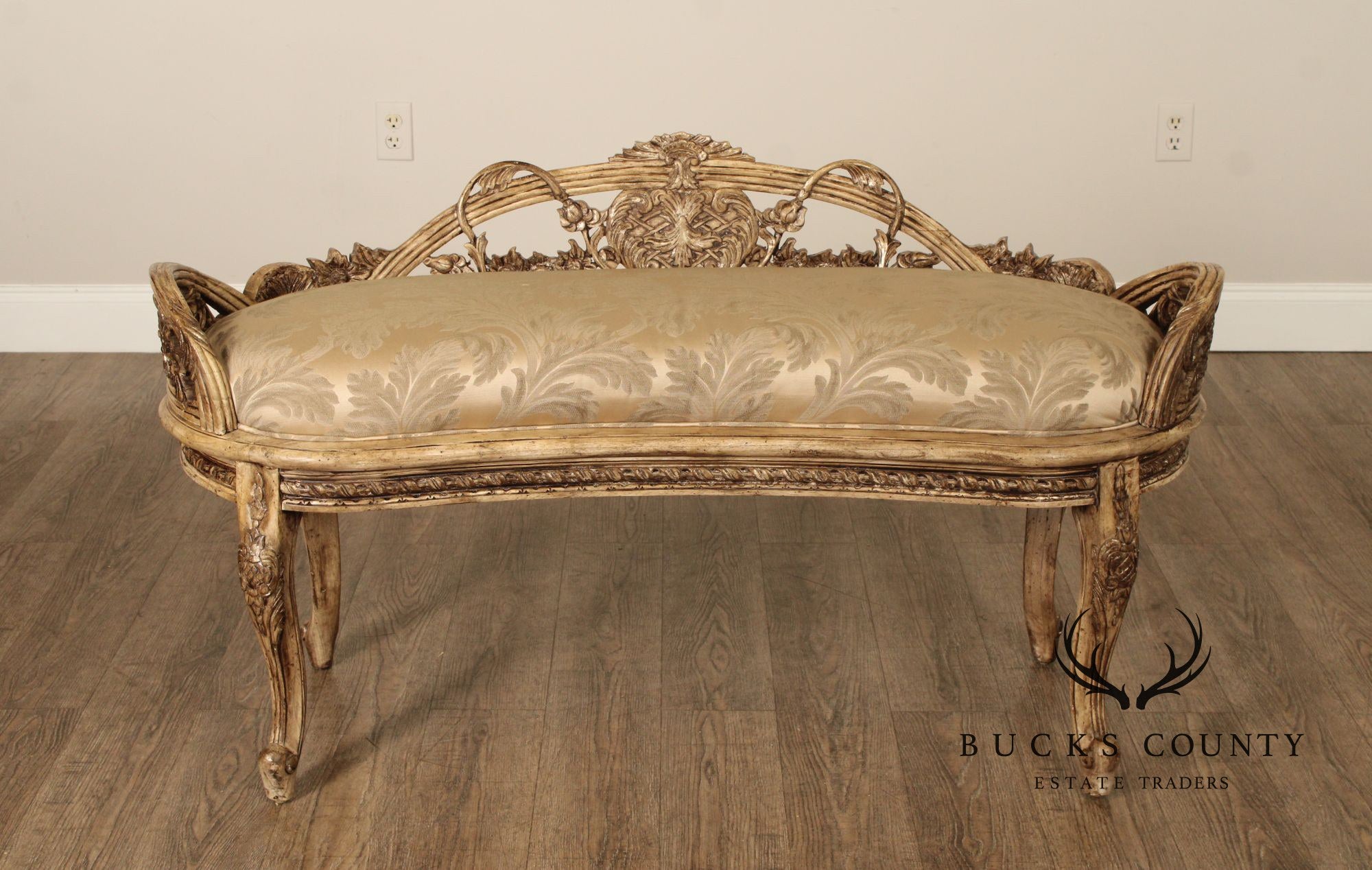 Italian Rococo Style Antiqued Window Bench