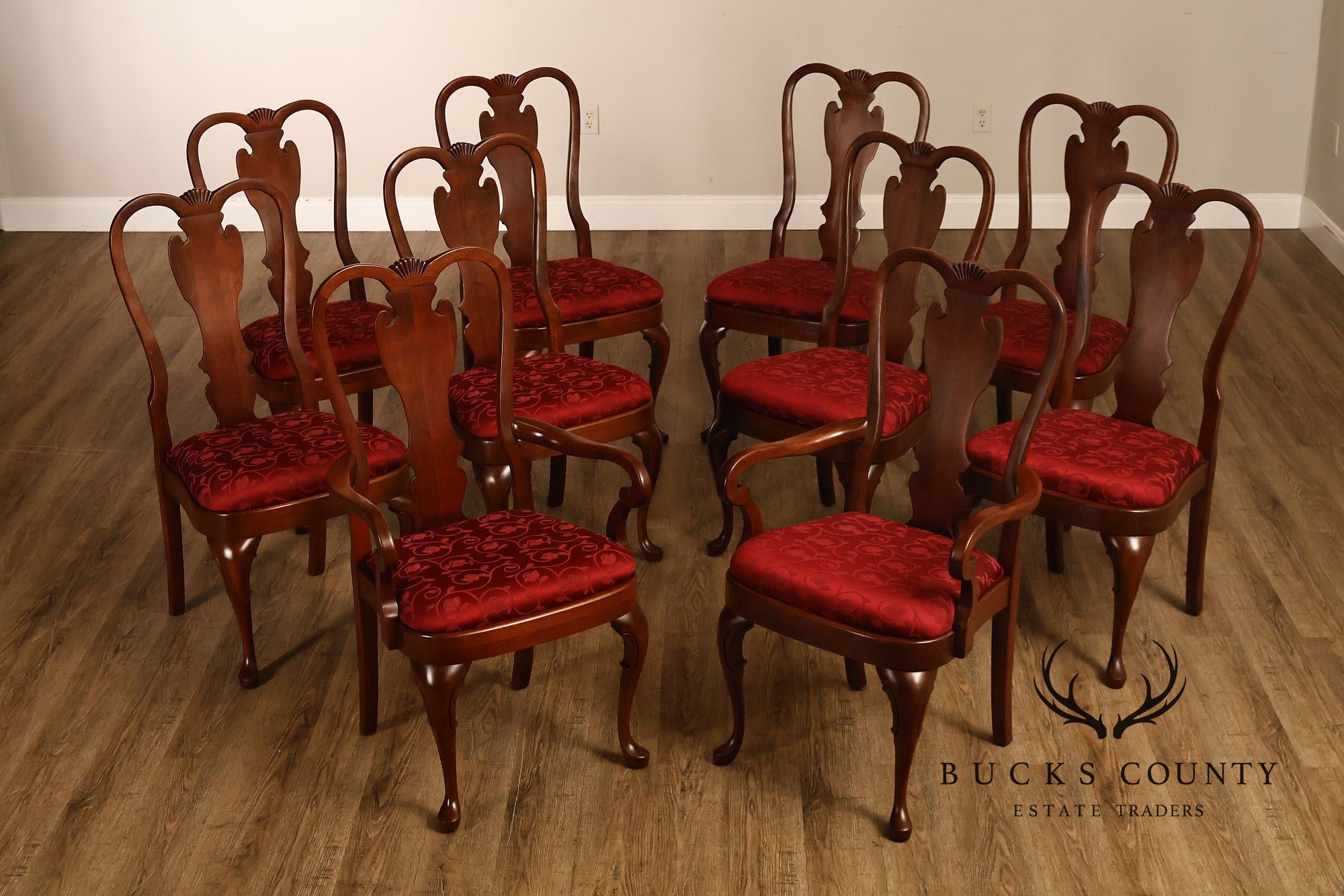 Pennsylvania House Set Of 10 Queen Anne Cherry Dining Chairs