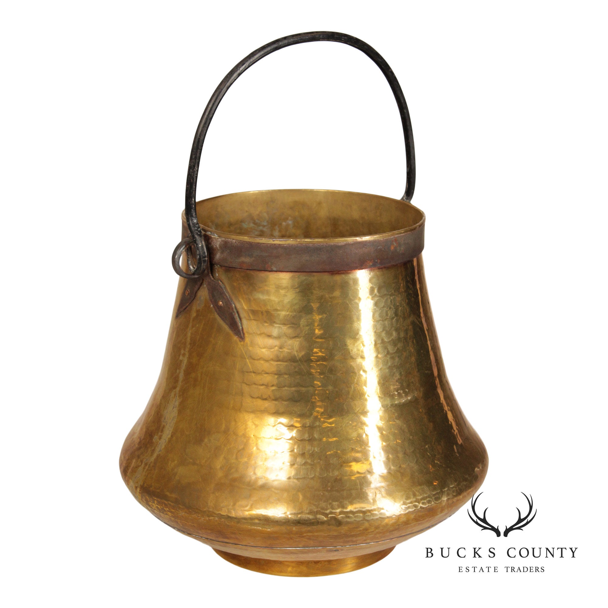 Vintage Hammered Brass Bucket