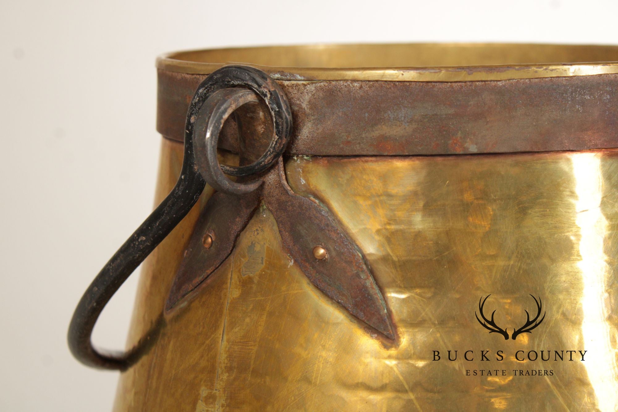 Vintage Hammered Brass Bucket