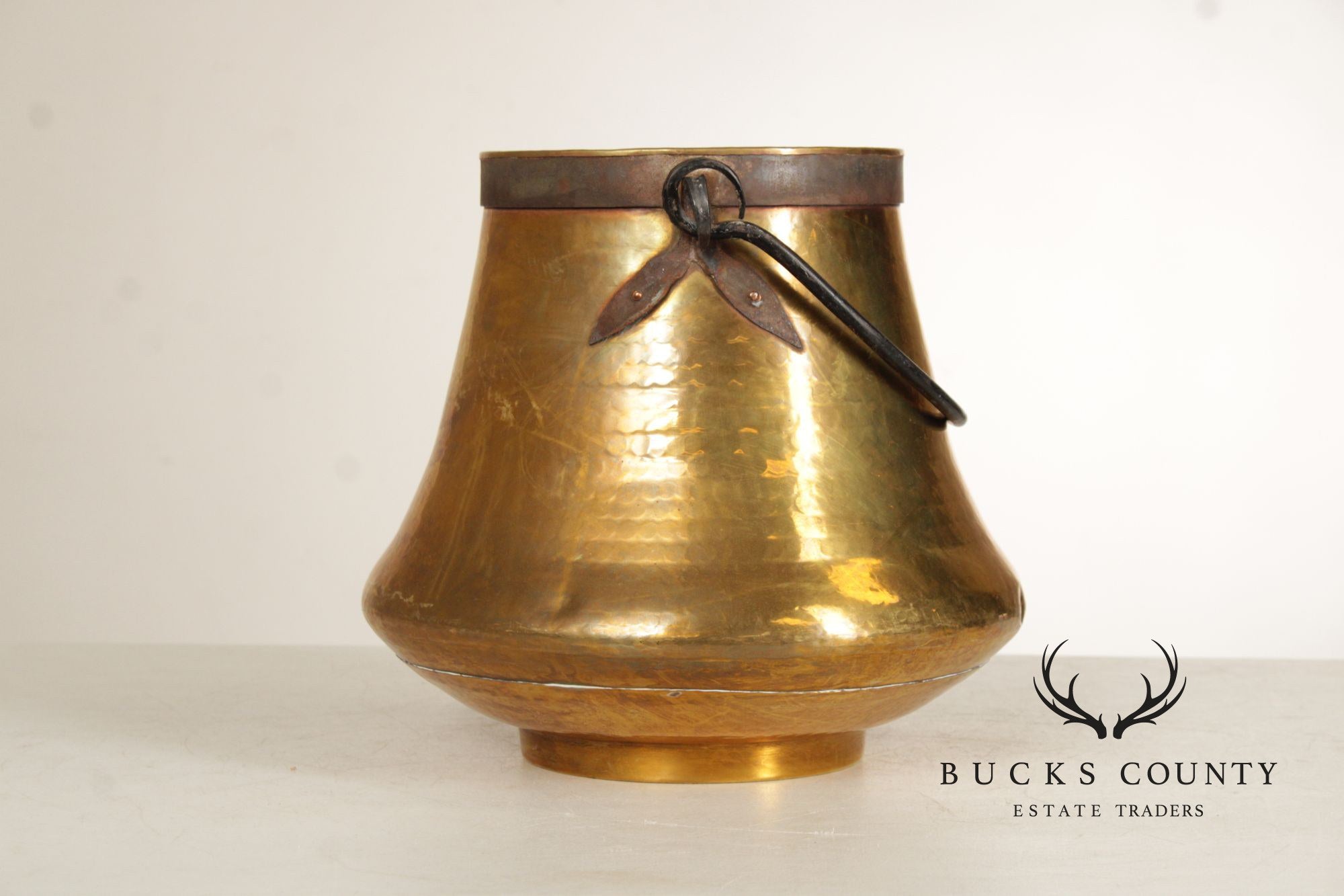 Vintage Hammered Brass Bucket
