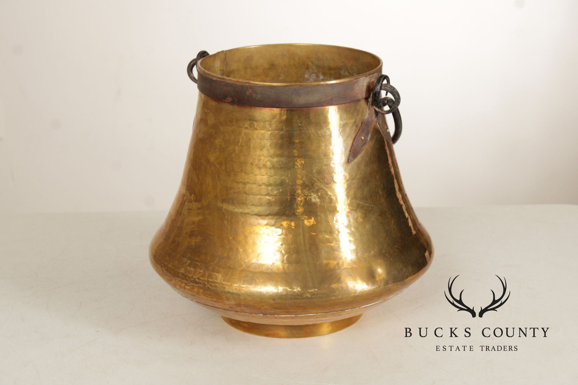 Vintage Hammered Brass Bucket