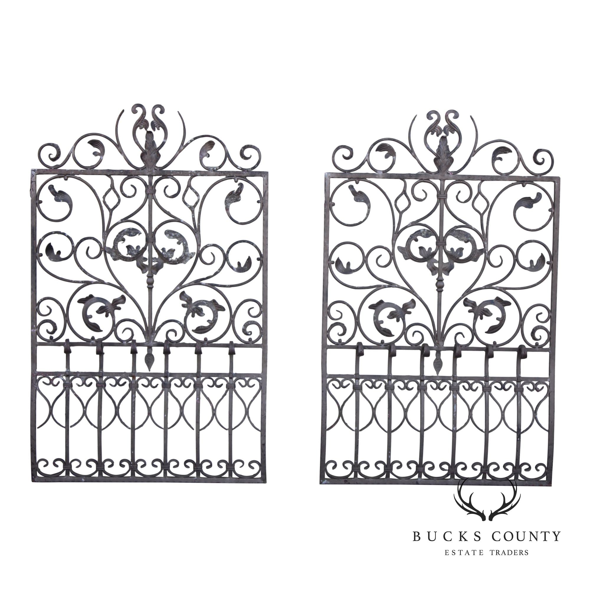 Vintage Pair Of Wrought Iron Decorative Garden Panels