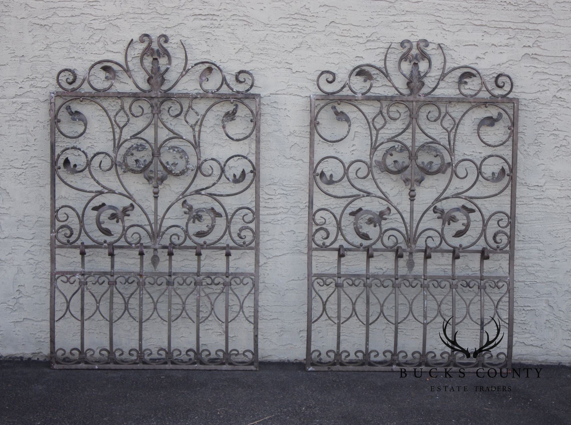 Vintage Pair Of Wrought Iron Decorative Garden Panels