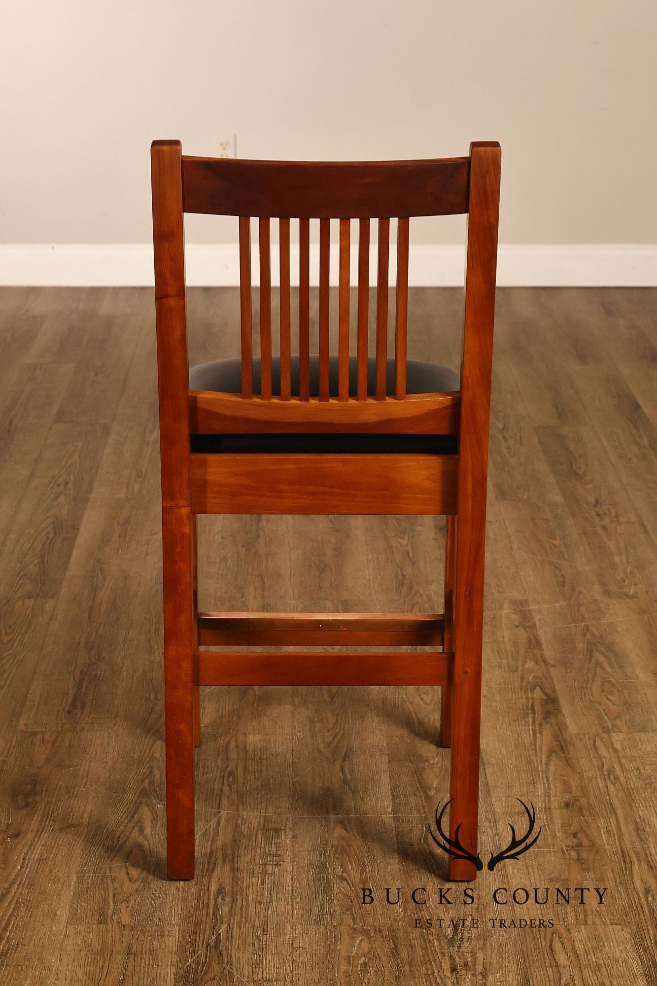Stickley Mission Collection Cherry Upholstered Counter Height Pair of Stools