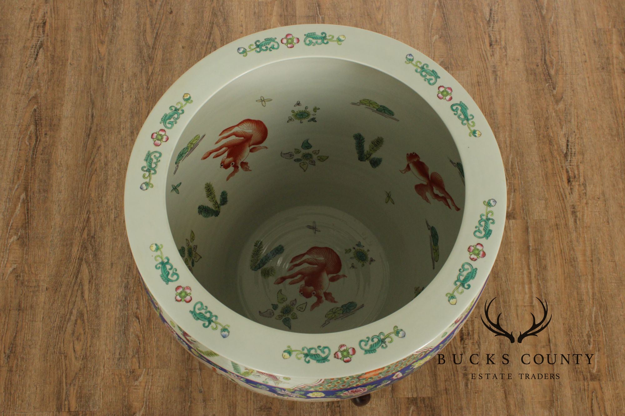 Vintage Chinese Pair of Enameled Porcelain Jardinieres