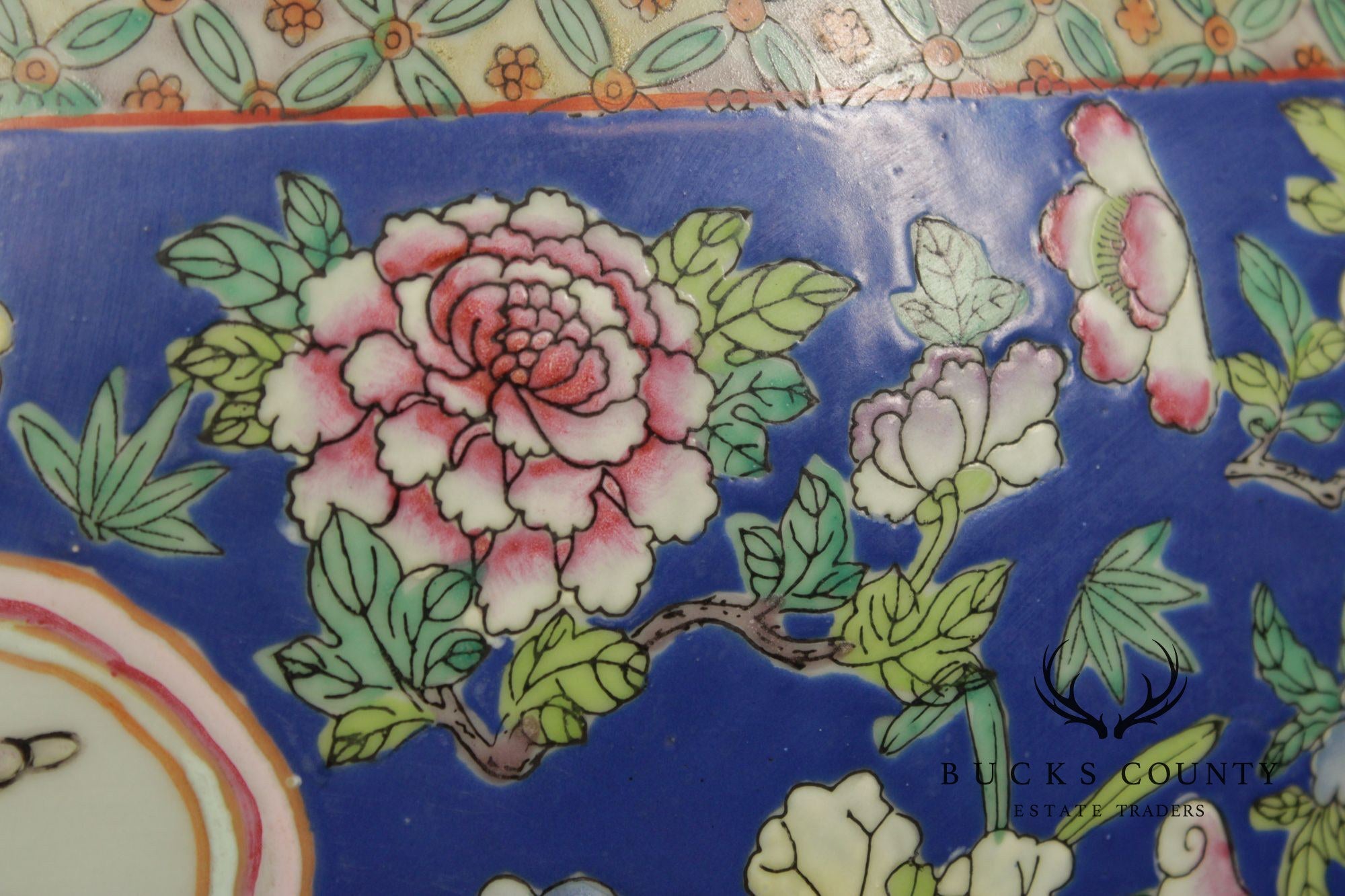 Vintage Chinese Pair of Enameled Porcelain Jardinieres