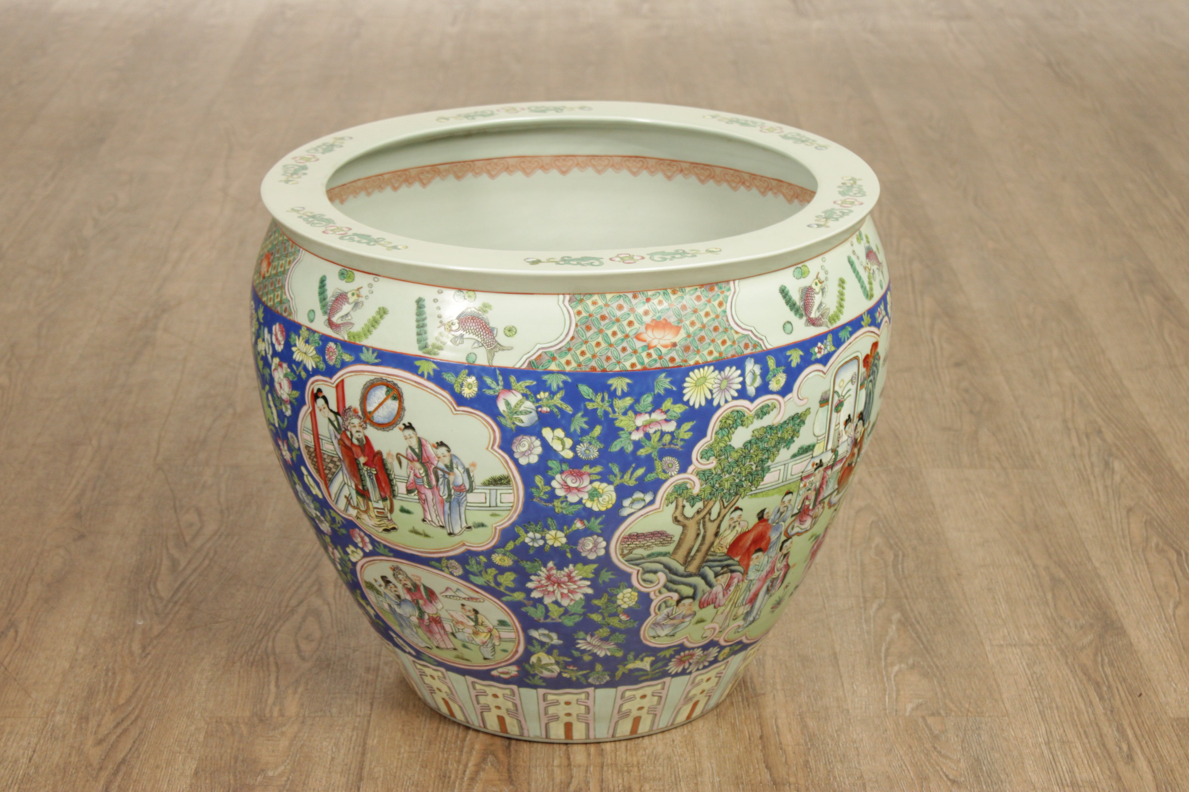 Vintage Chinese Pair of Enameled Porcelain Jardinieres