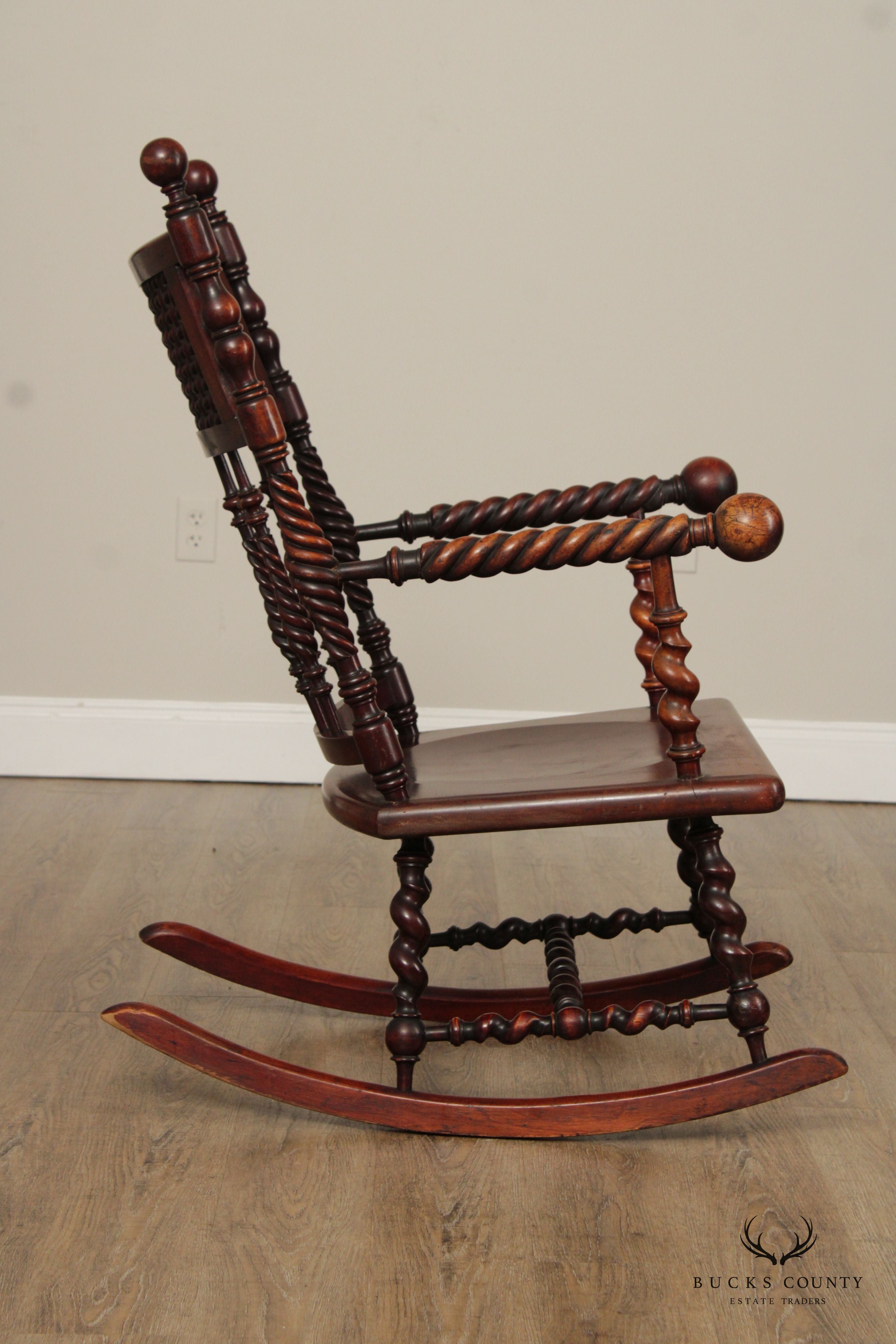 Merklen Brothers Renaissance Revival Mahogany Rocking Chair