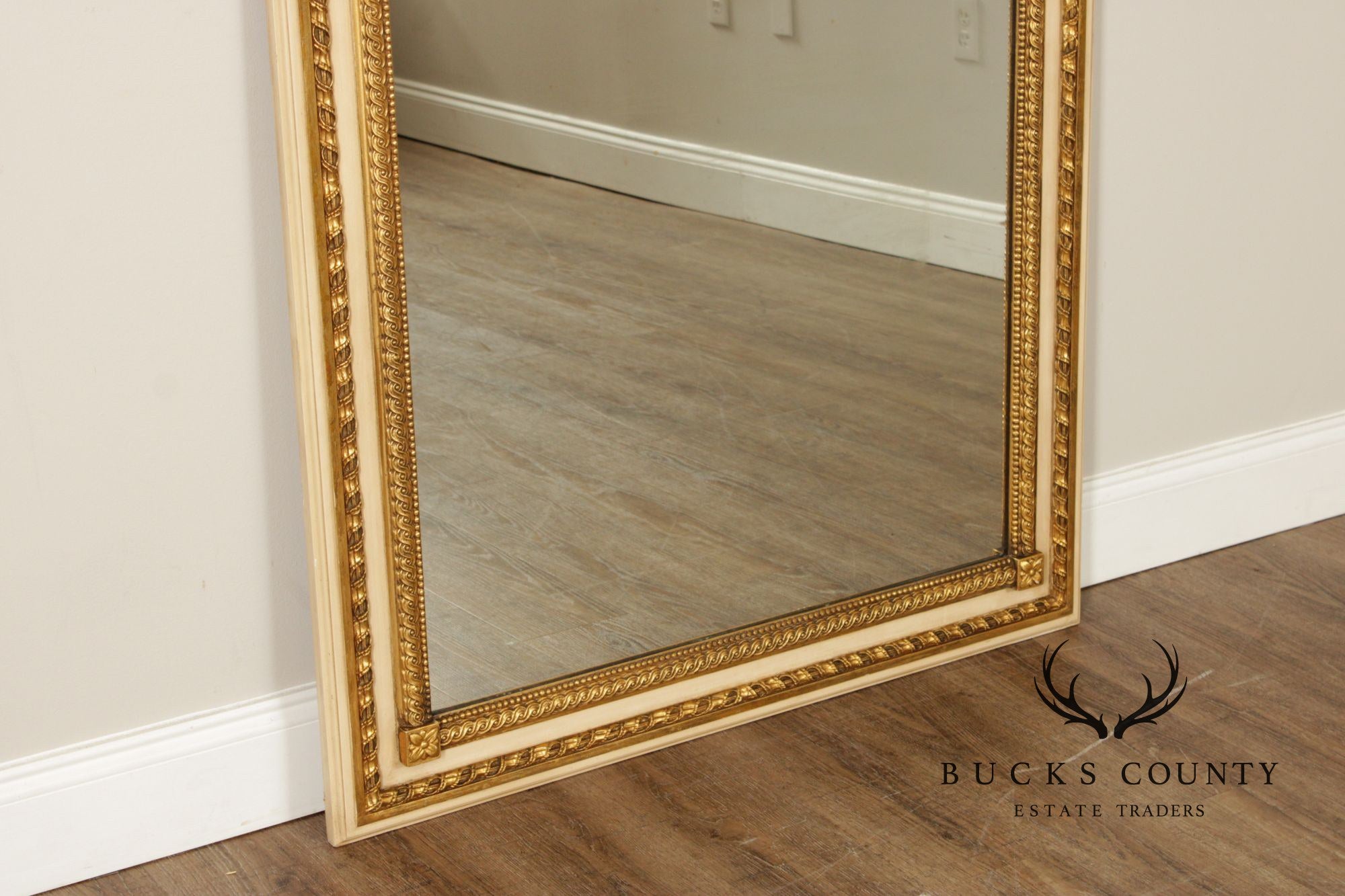 Vintage French Neoclassical Style Partial Gilt Trumeau Mirror