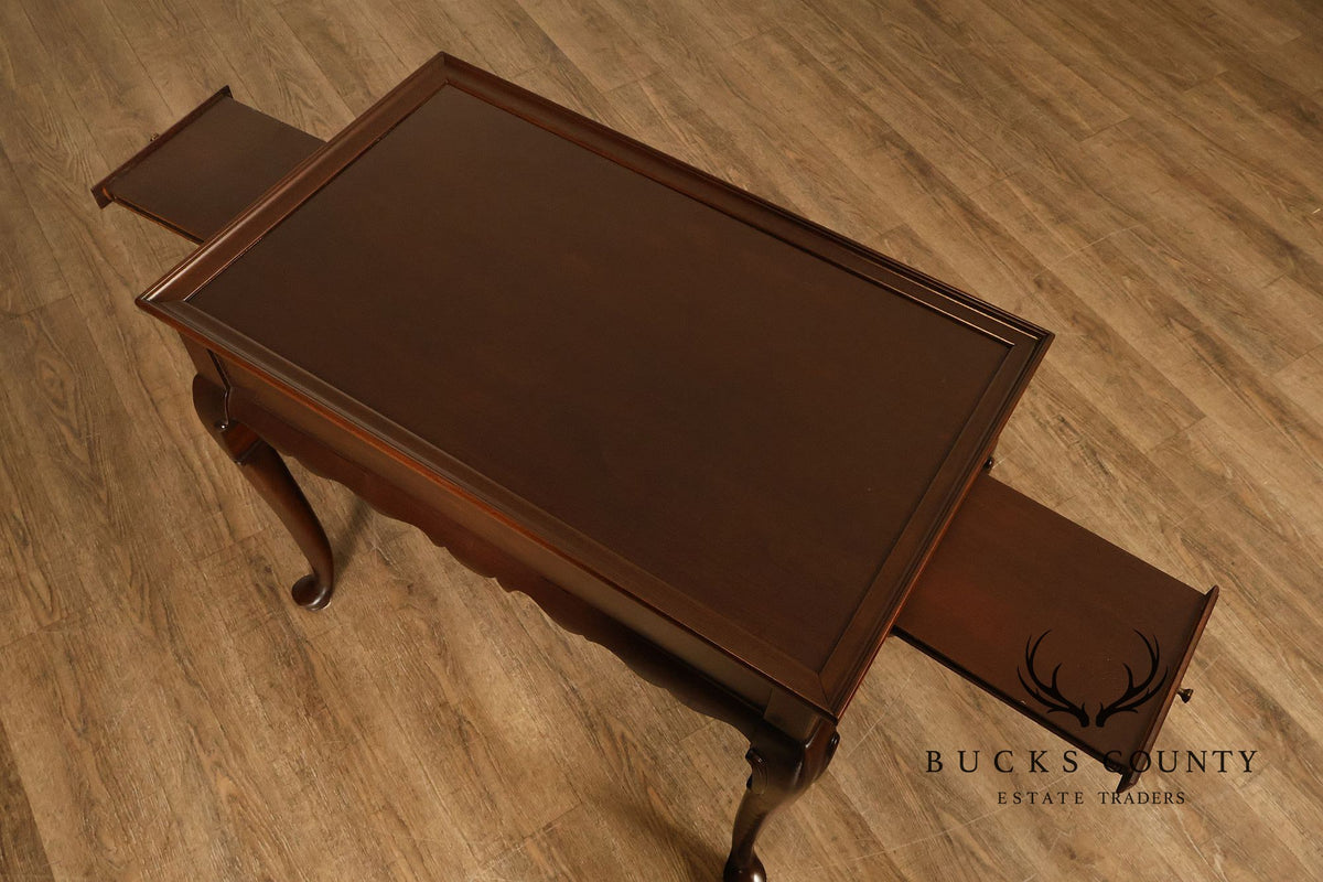 Ethan Allen Georgian Court Cherry Queen Anne Side Table With Pull-Out Slides