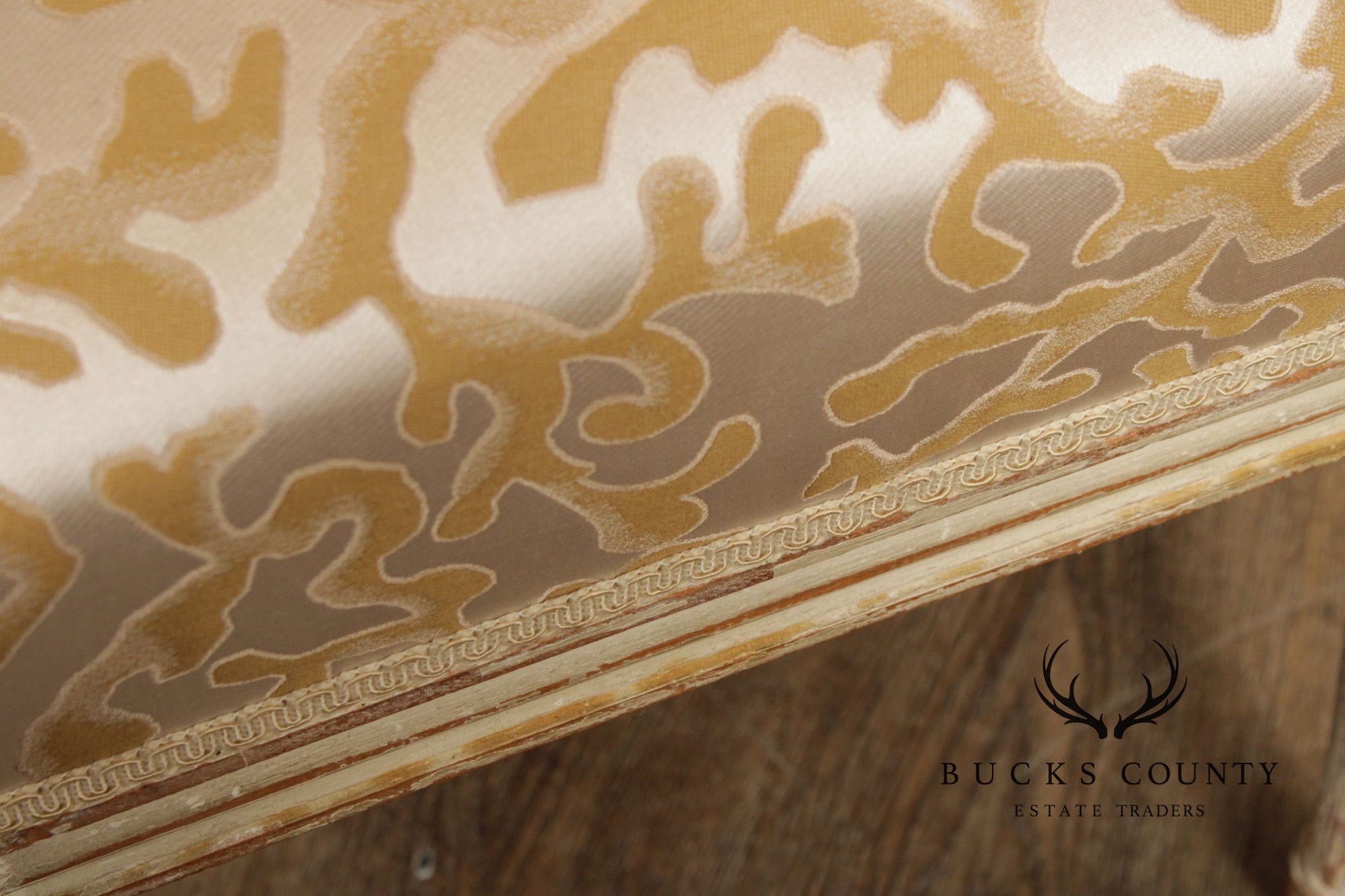 French Louis XVI Style Vintage Pair Painted Stools With Upholstered Seats