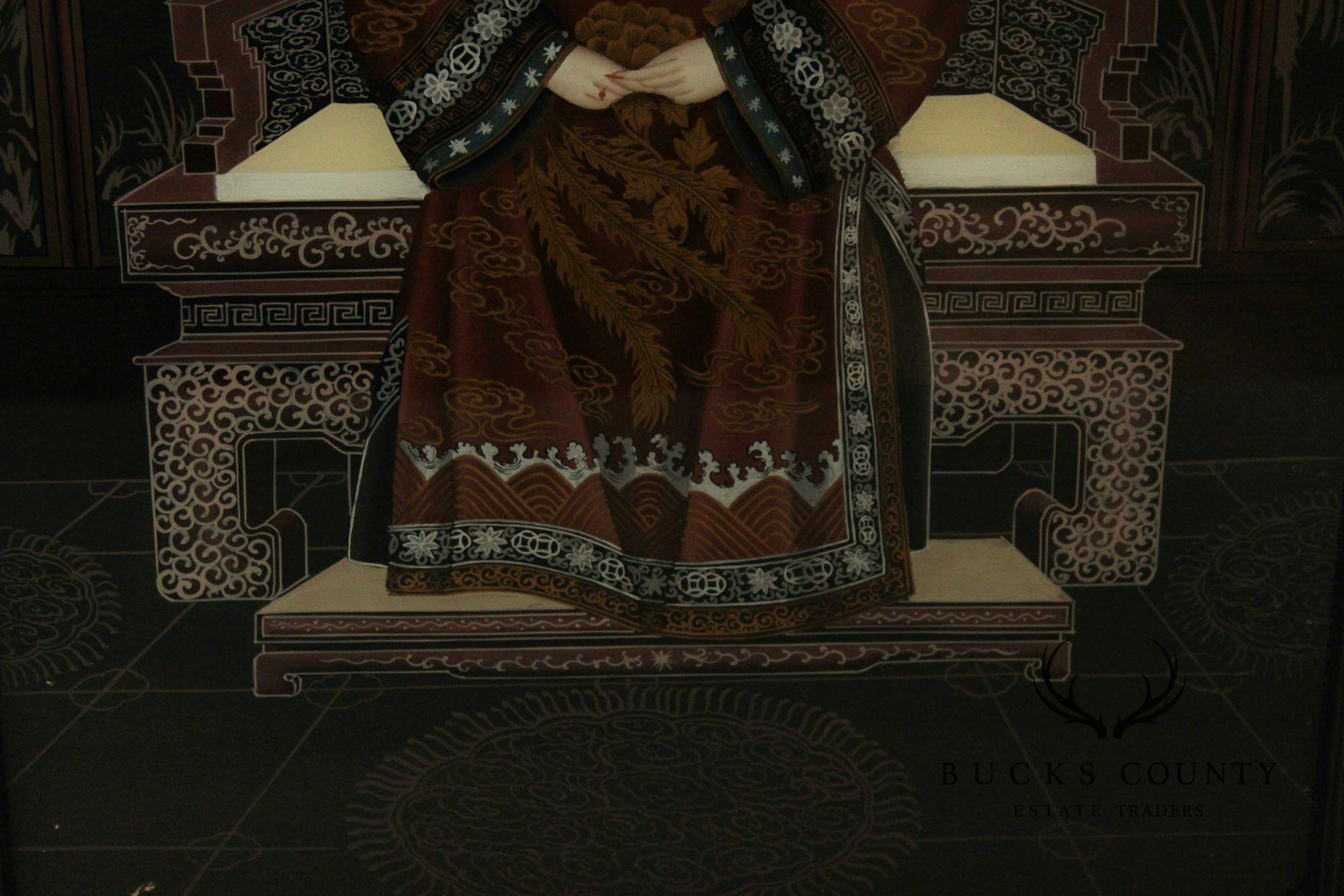 Chinese Pair of Reverse-Painted Glass Ancestral Portraits