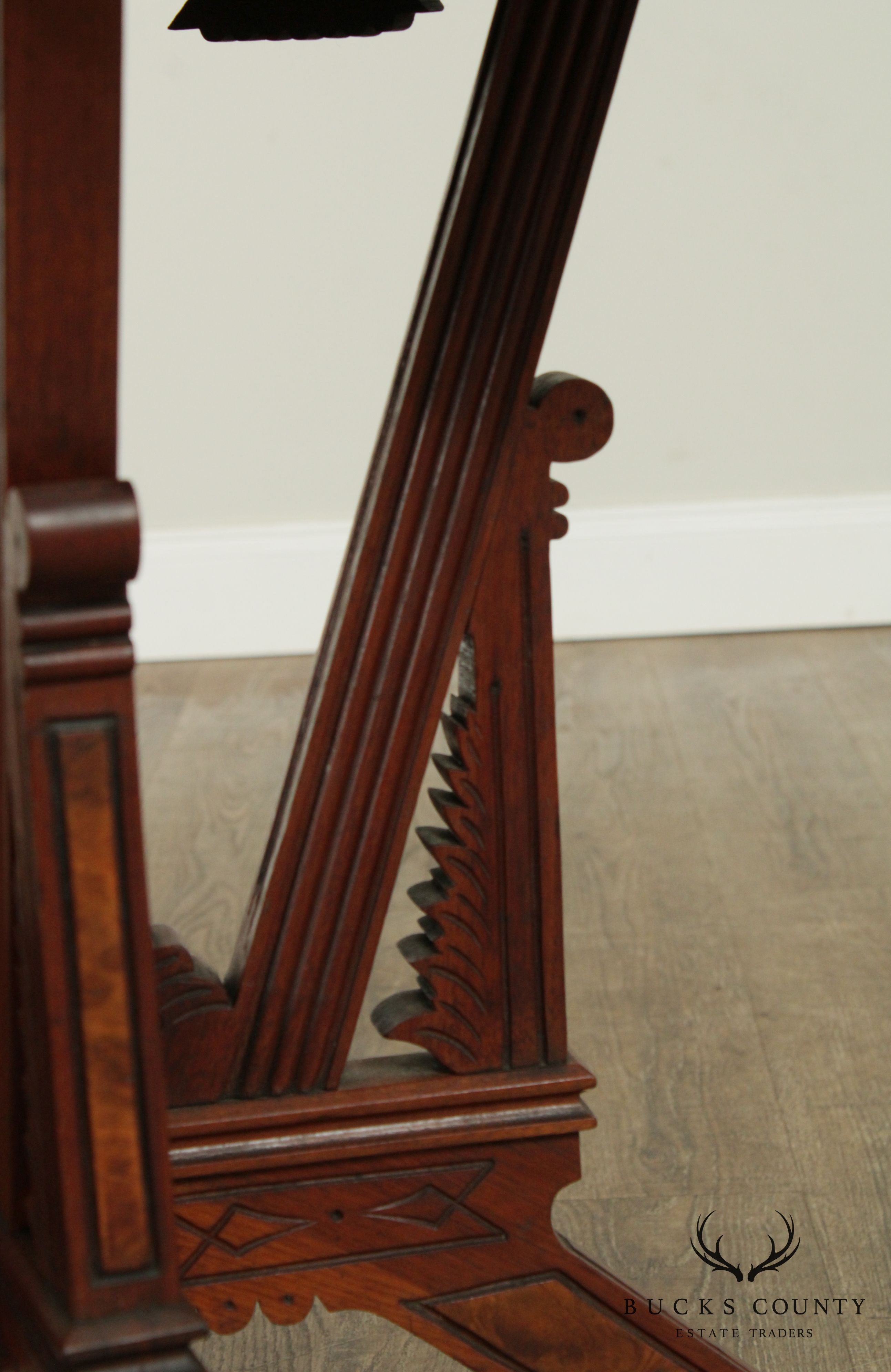 Antique Victorian East Lake Walnut Marble Top Parlor Table