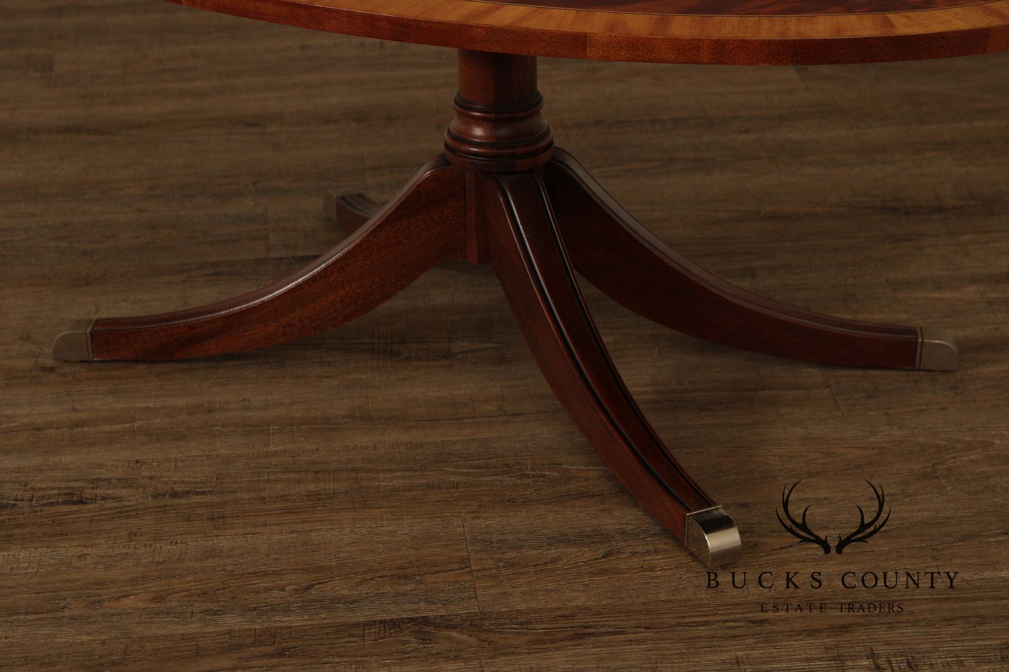 Ethan Allen Newport Inlaid Mahogany Oval Pedestal Coffee Table