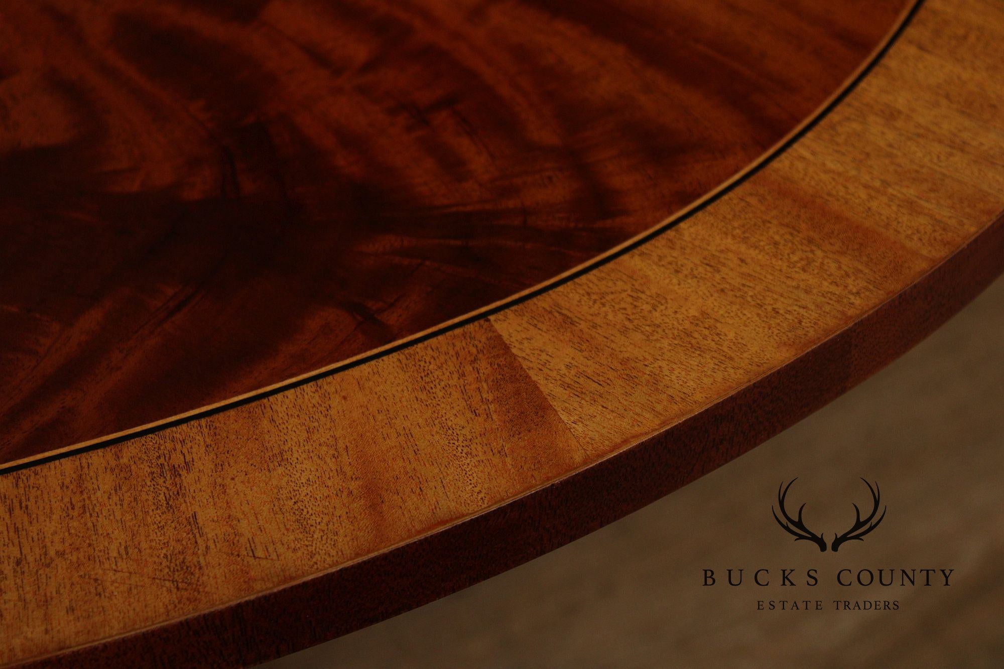 Ethan Allen Newport Inlaid Mahogany Oval Pedestal Coffee Table