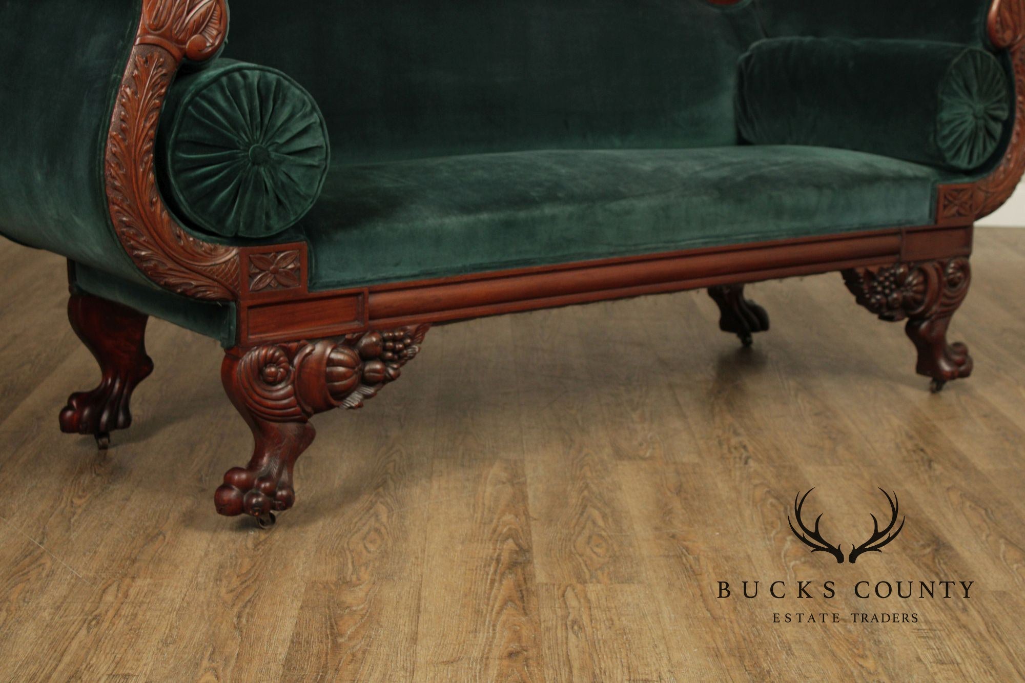 Antique American Empire Carved Mahogany Sofa