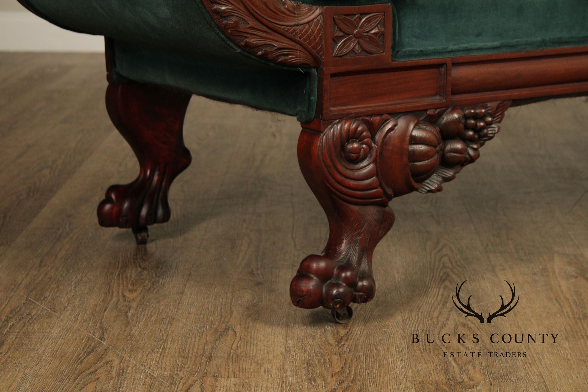 Antique American Empire Carved Mahogany Sofa