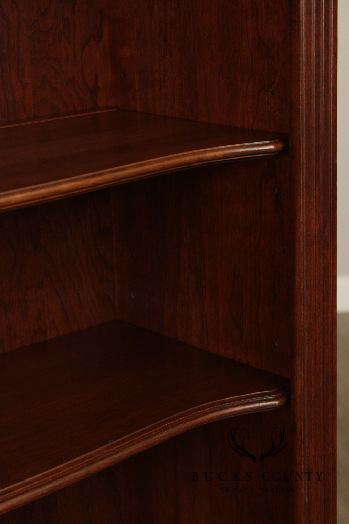 Ethan Allen Georgian Court Traditional Style Cherry Lighted Bookcase Cabinet With Cabinet Doors