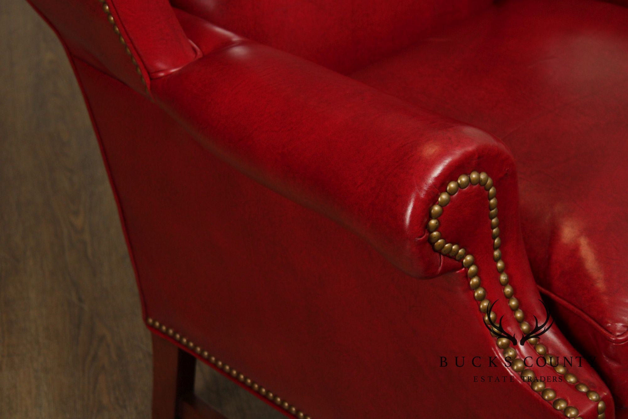 Thomasville Chippendale Style Leather Wing Chair