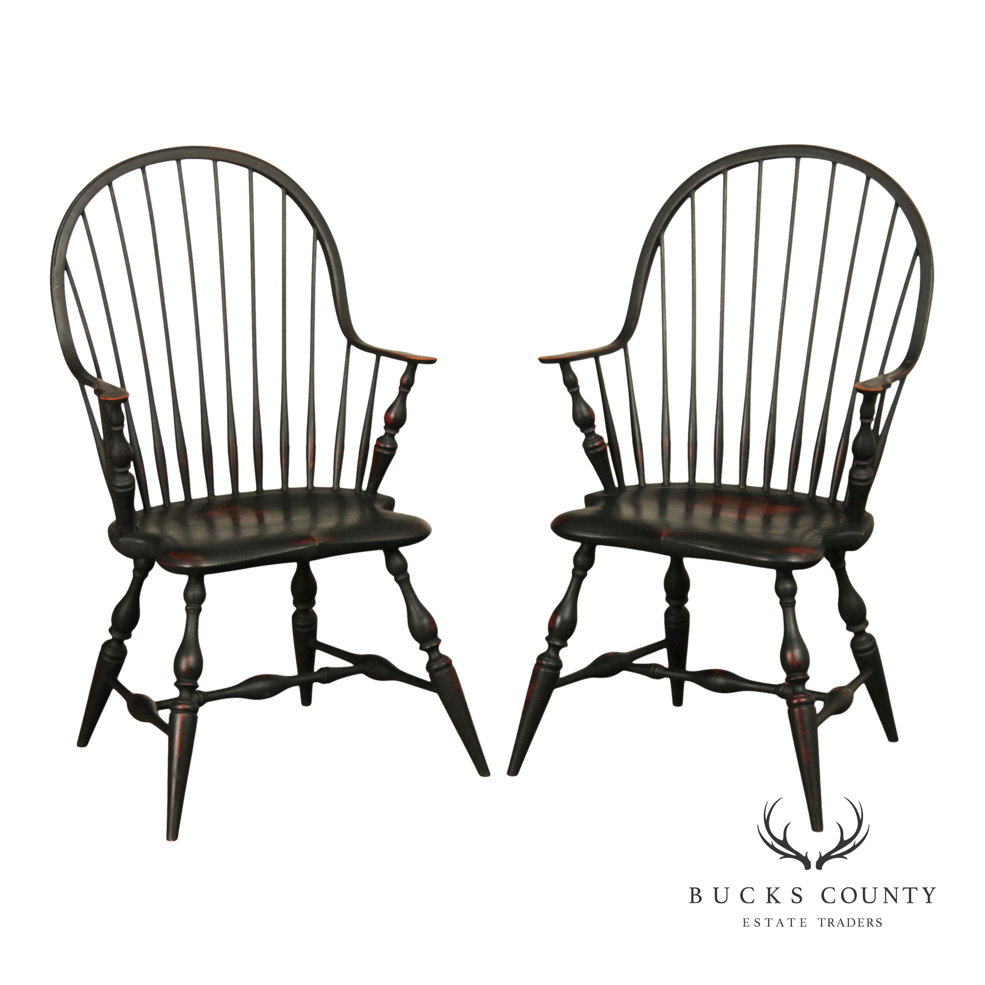 Wayne Kramer Pair of Painted Windsor Armchairs