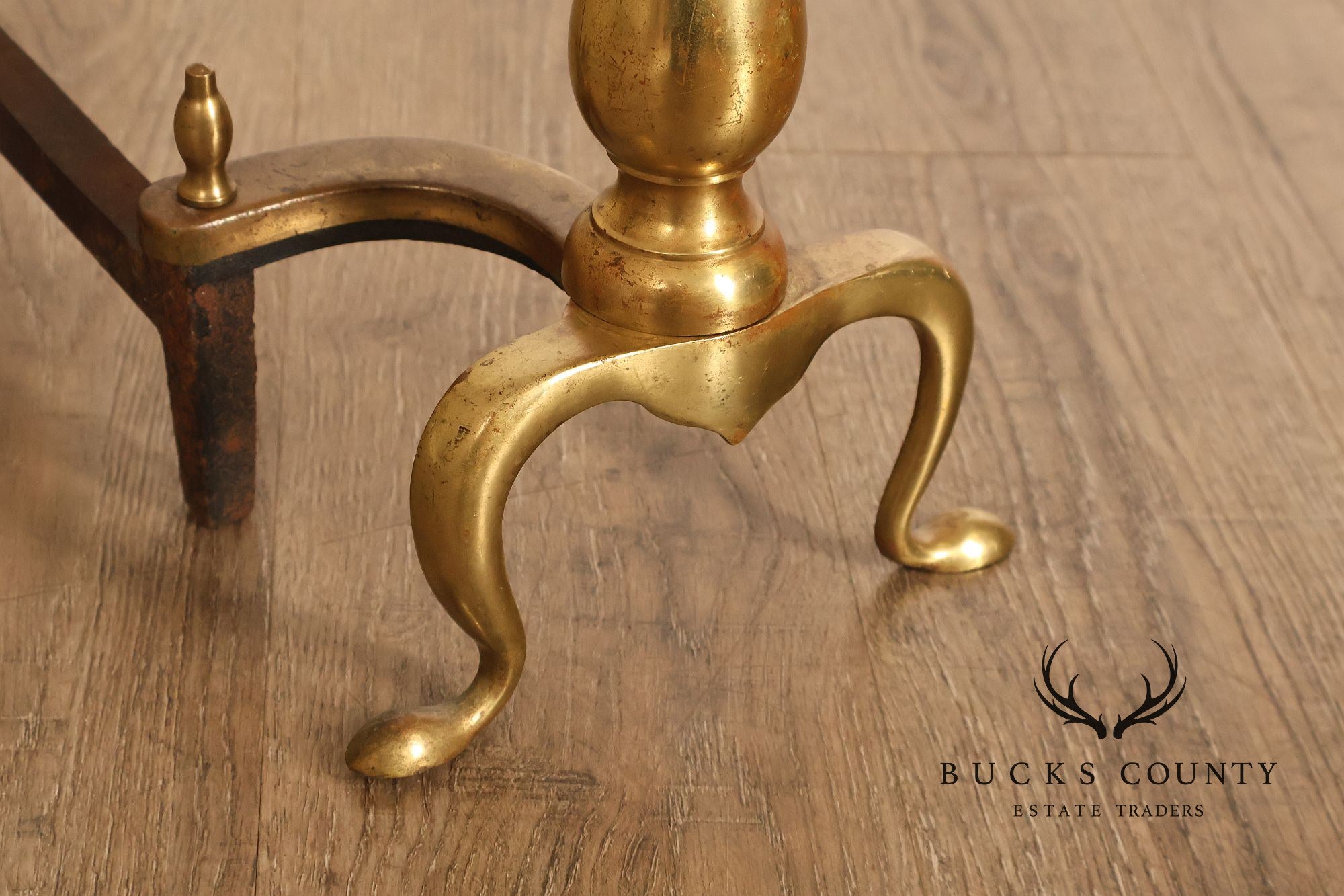 Puritan Federal Style Pair of Brass Andirons