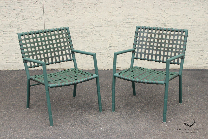 Hauser Vintage Pair of Faux Bamboo Outdoor Patio Lounge Armchairs