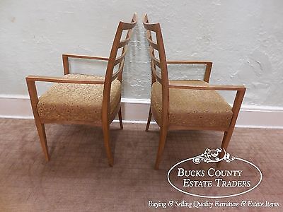 Baker Pair of Modern Design Ladder Back Arm Chairs