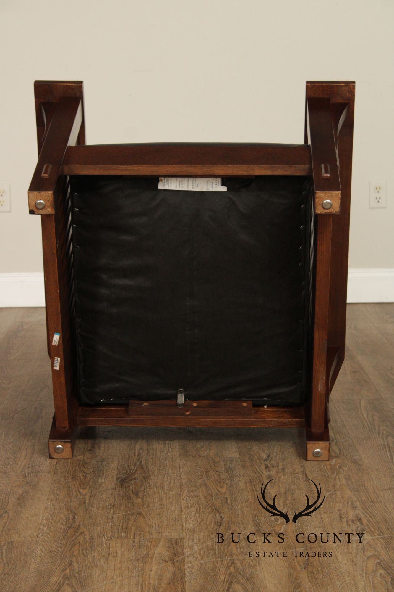 Stickley Mission Collection Oak and Leather Spindle Morris Chair