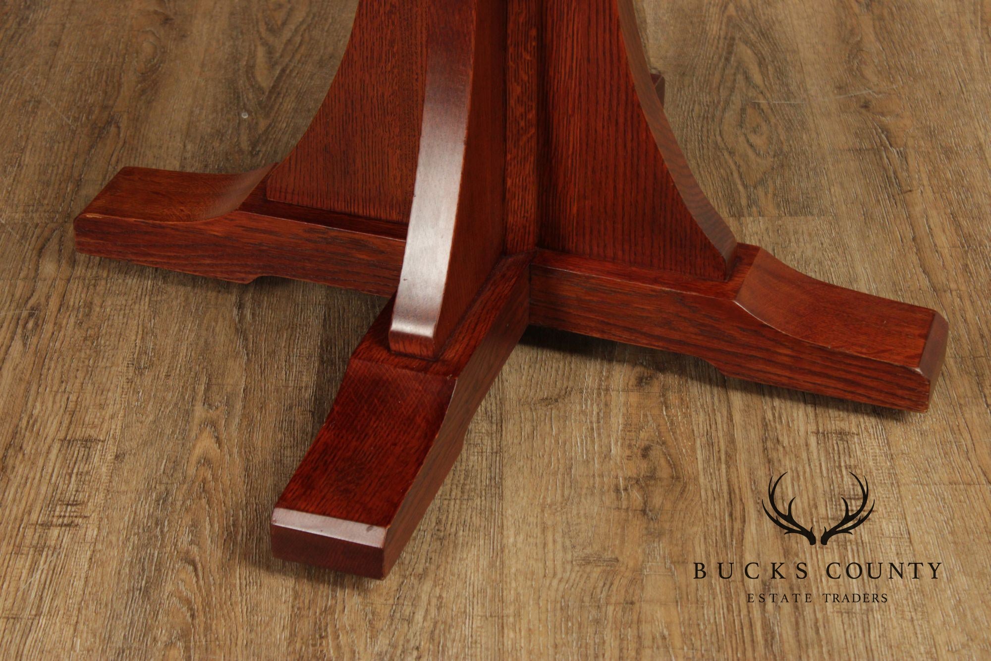 Stickley Mission Collection Round Oak Pedestal Dining Table