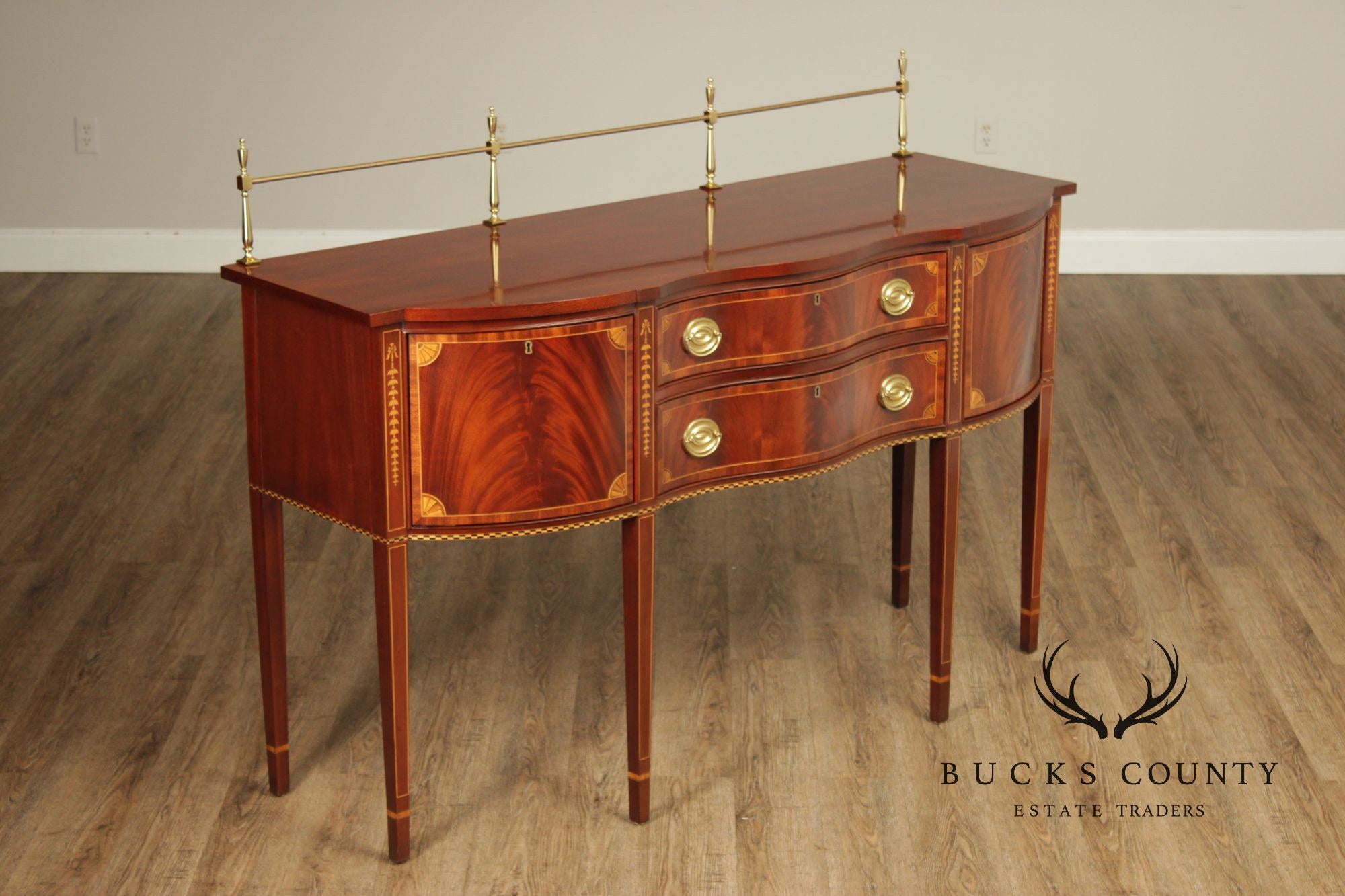 Councill Craftsmen Federal Style Inlaid Flame Mahogany Sideboard
