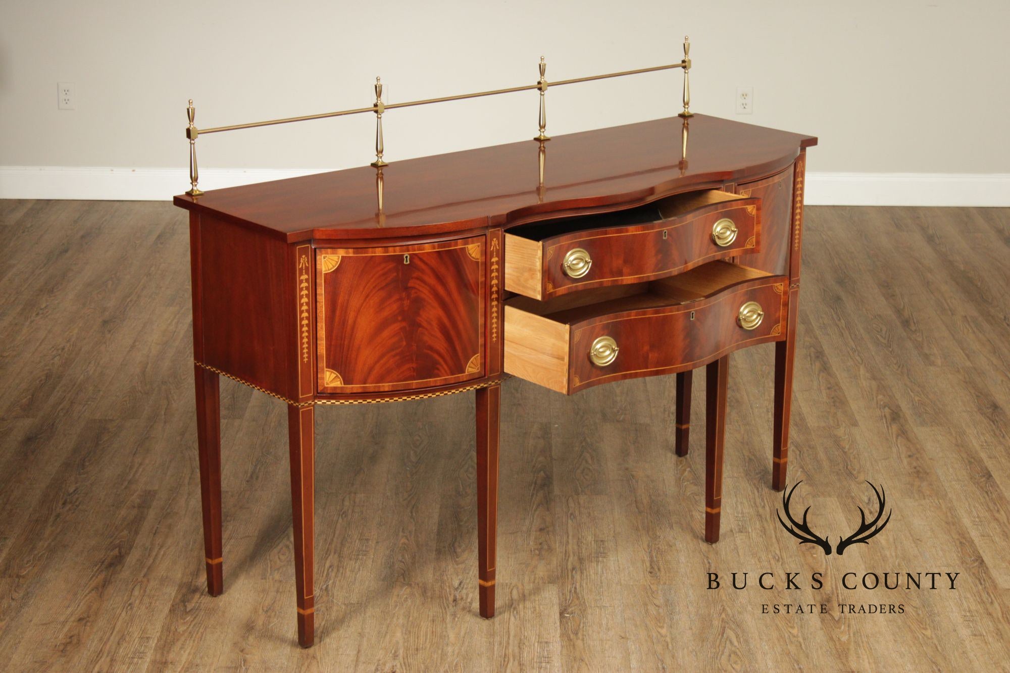 Councill Craftsmen Federal Style Inlaid Flame Mahogany Sideboard