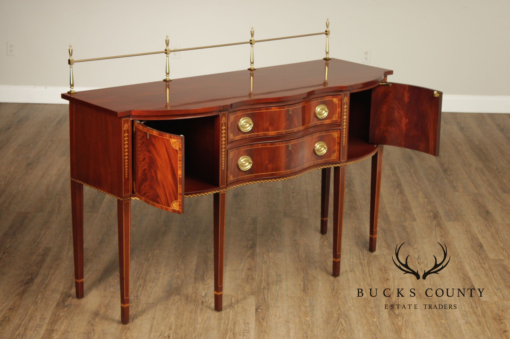 Councill Craftsmen Federal Style Inlaid Flame Mahogany Sideboard
