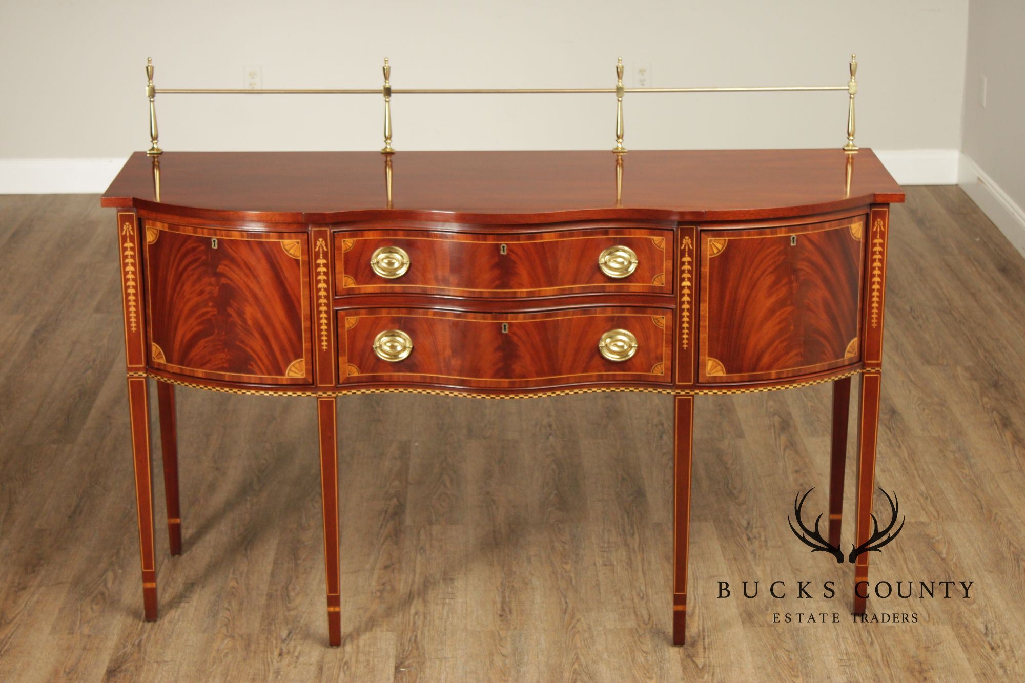 Councill Craftsmen Federal Style Inlaid Flame Mahogany Sideboard
