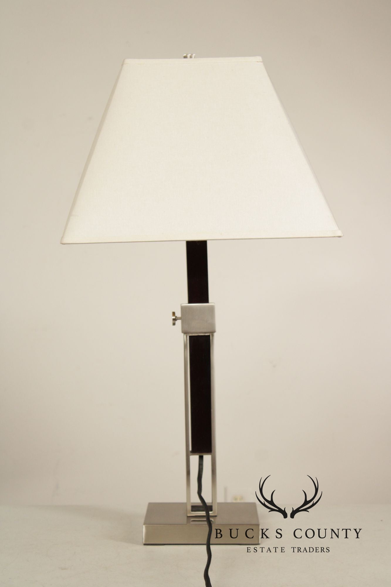 Crate & Barrel Contemporary Pair of 'Denley' Steel Table Lamps