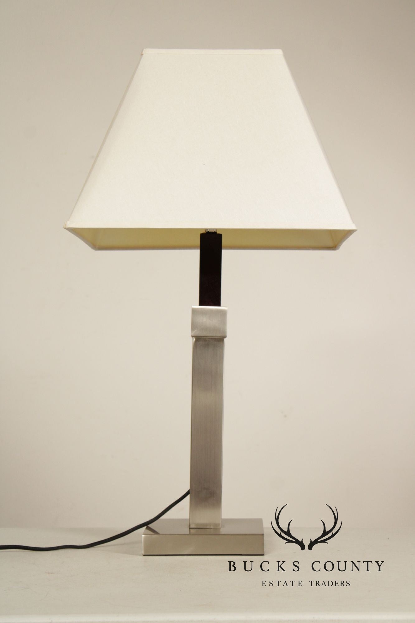 Crate & Barrel Contemporary Pair of 'Denley' Steel Table Lamps