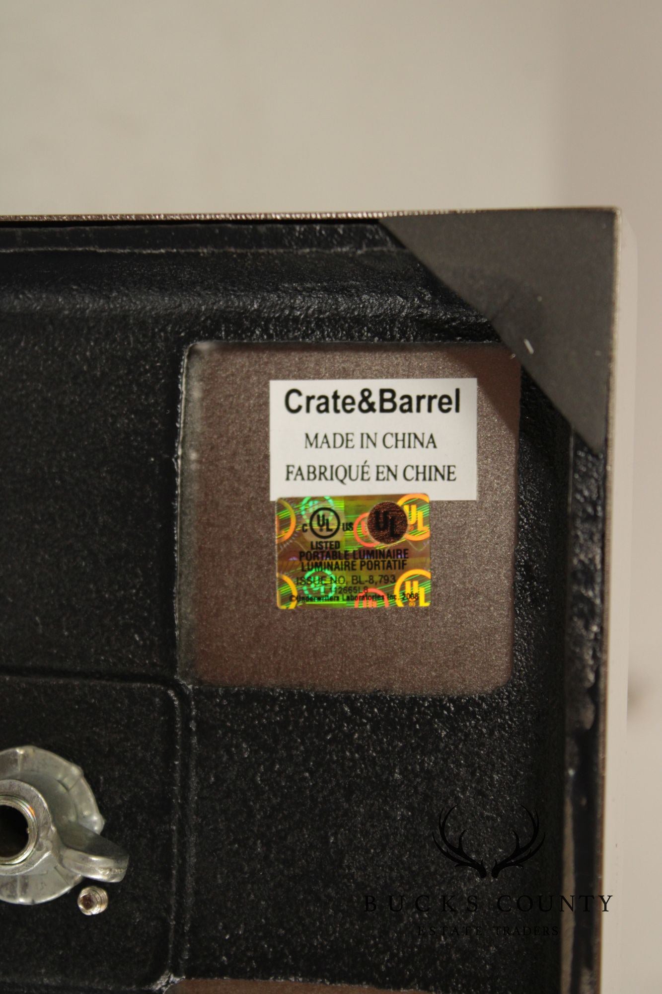Crate & Barrel Contemporary Pair of 'Denley' Steel Table Lamps