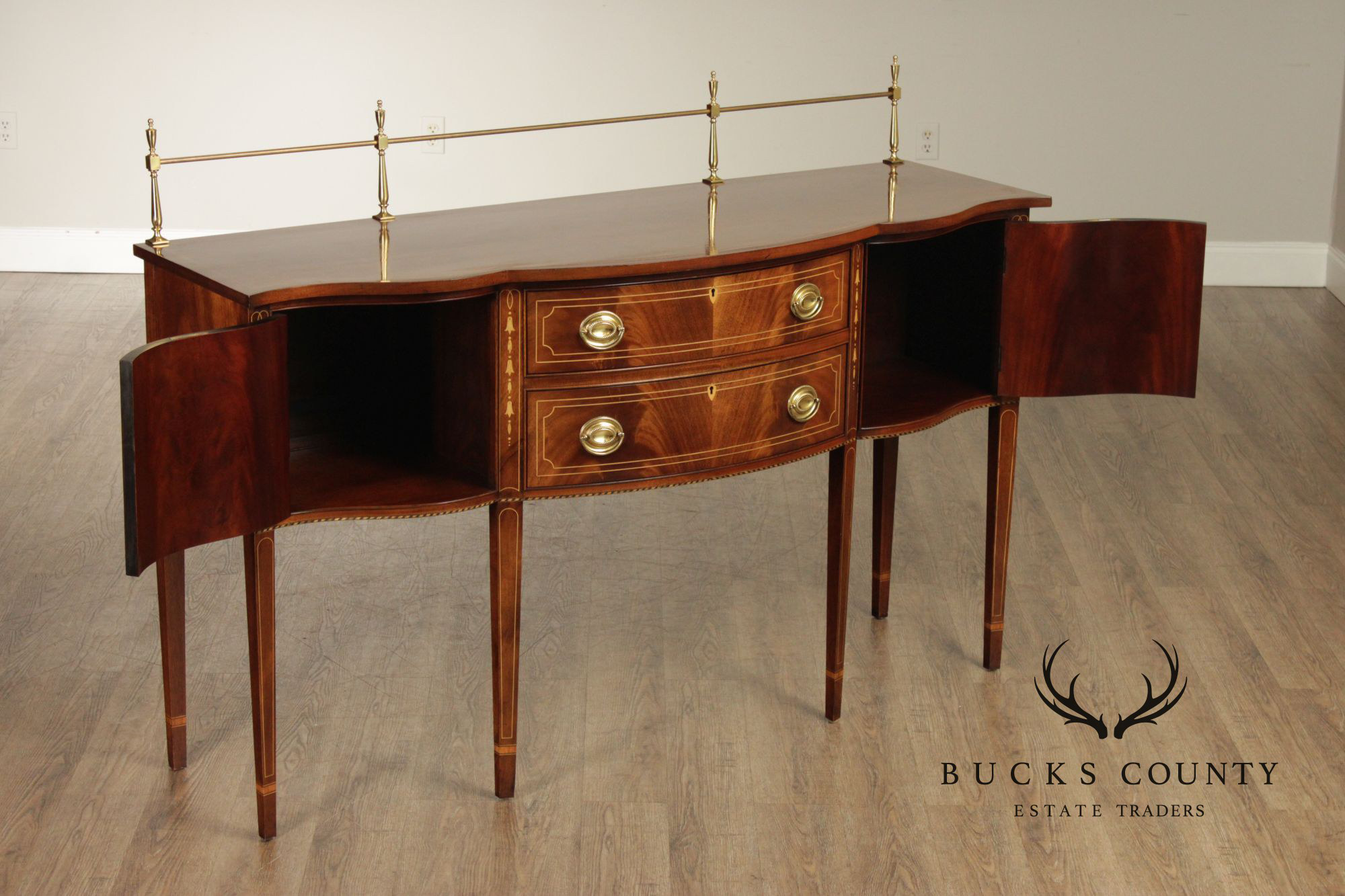 Stickley Federal Style Mahogany Sideboard With Inlay And Brass Gallery