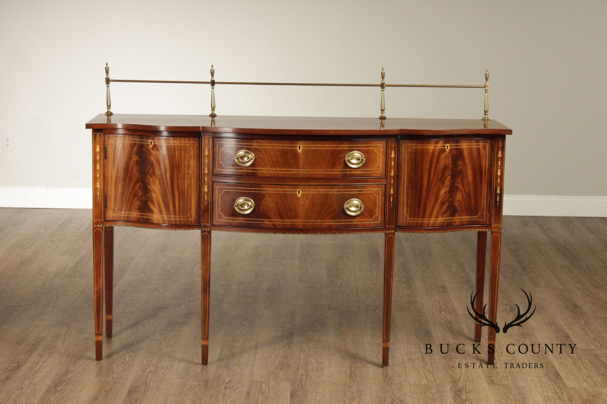 Stickley Federal Style Mahogany Sideboard With Inlay And Brass Gallery
