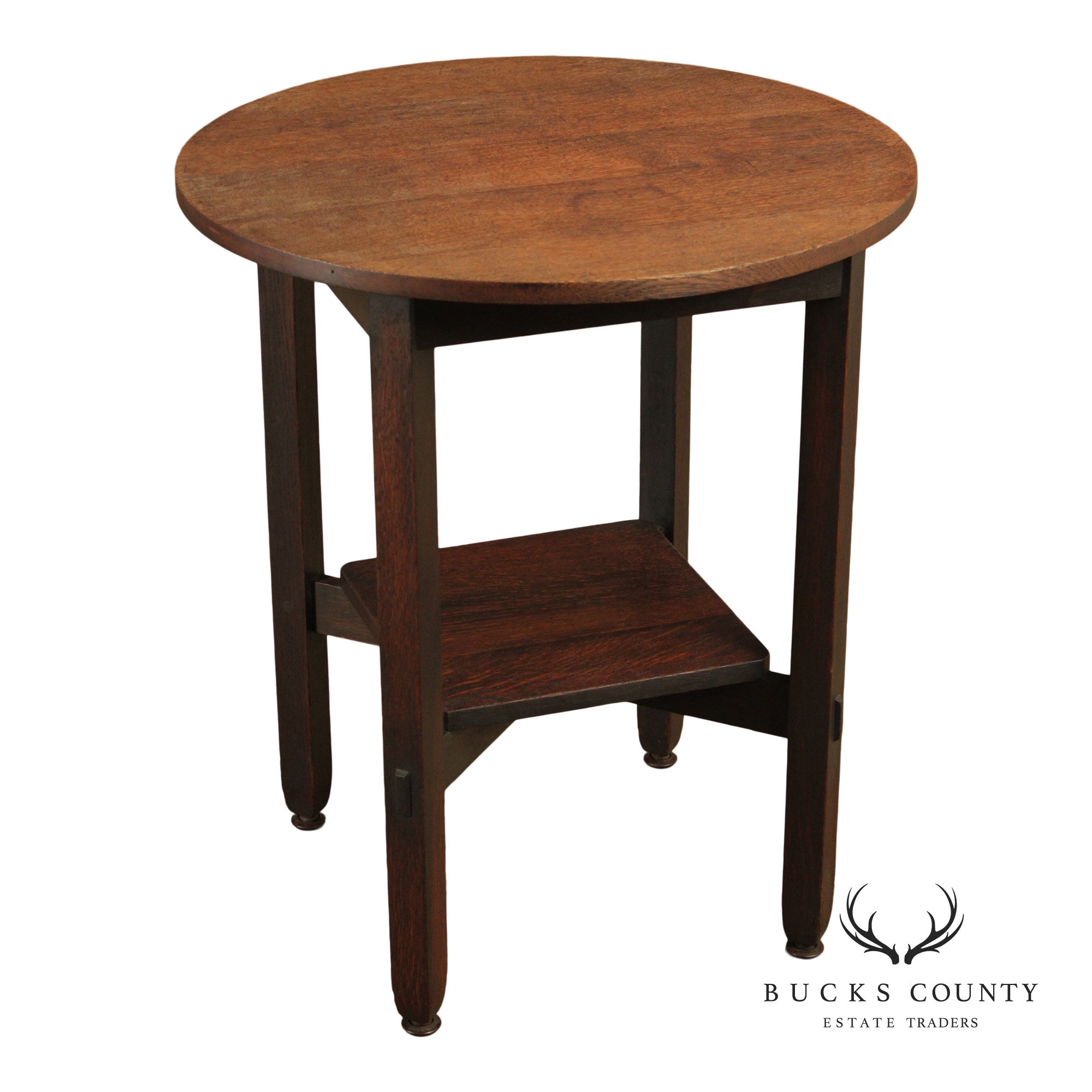 Stickley Brothers Antique Mission Oak Round Lamp Table