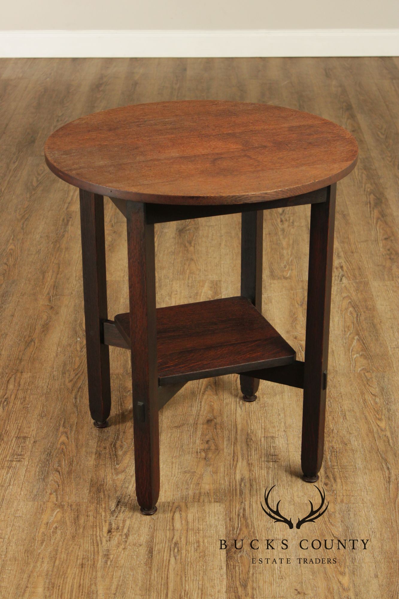 Stickley Brothers Antique Mission Oak Round Lamp Table