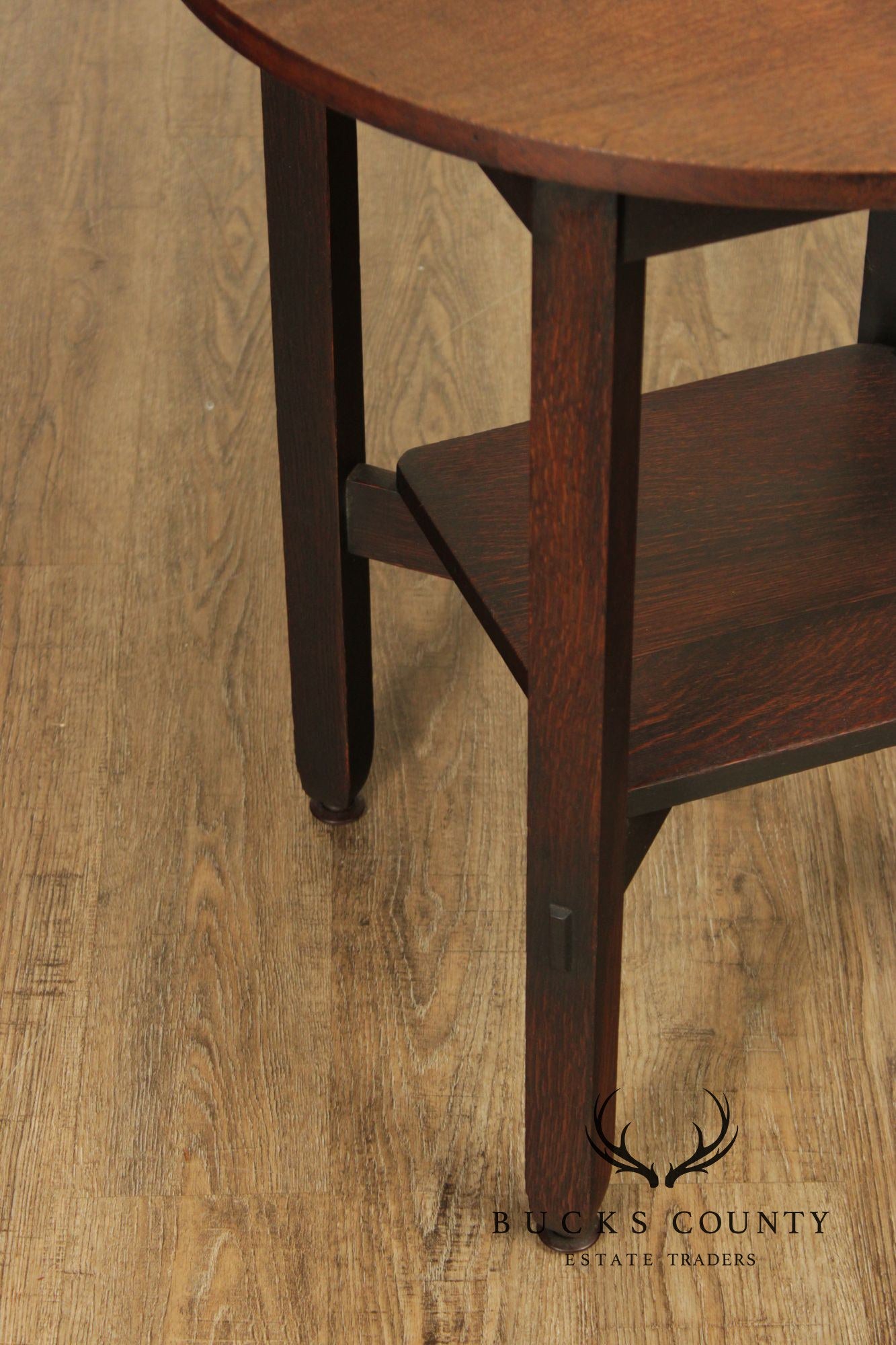 Stickley Brothers Antique Mission Oak Round Lamp Table