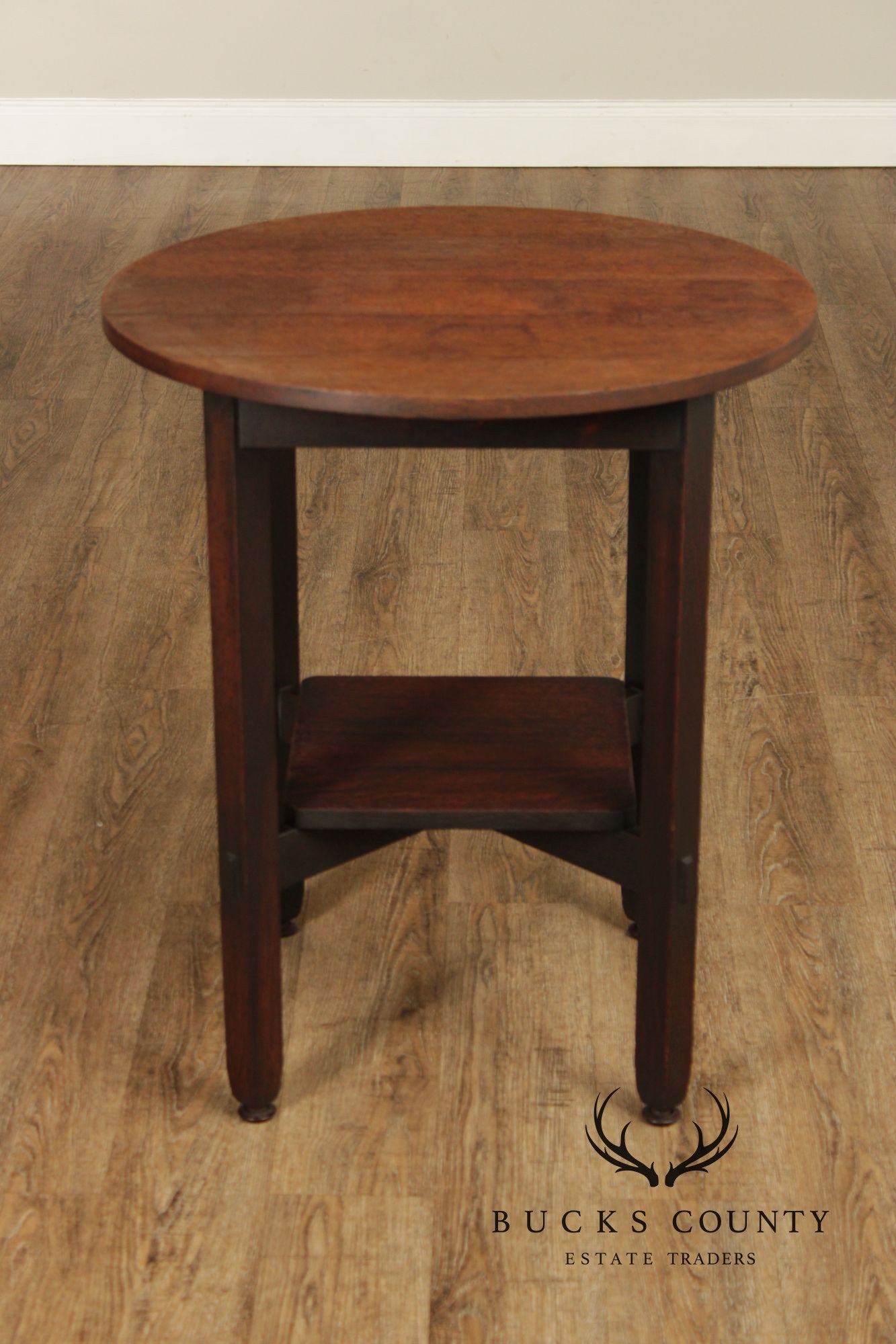 Stickley Brothers Antique Mission Oak Round Lamp Table